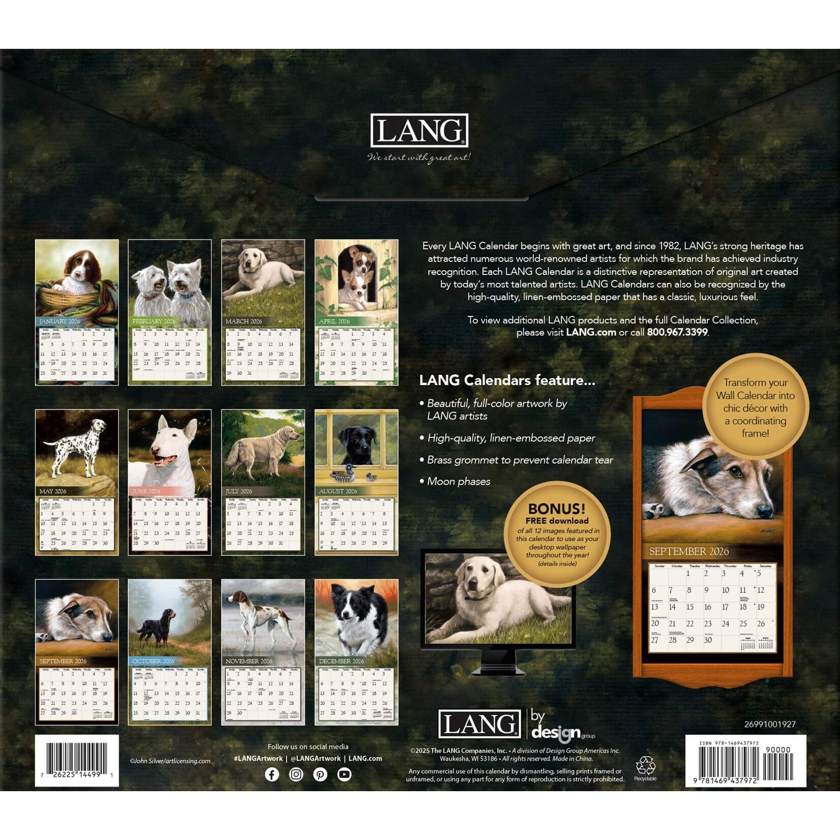 LANG 2026 LANG Calender Love Of Dogs van 21,99 voor