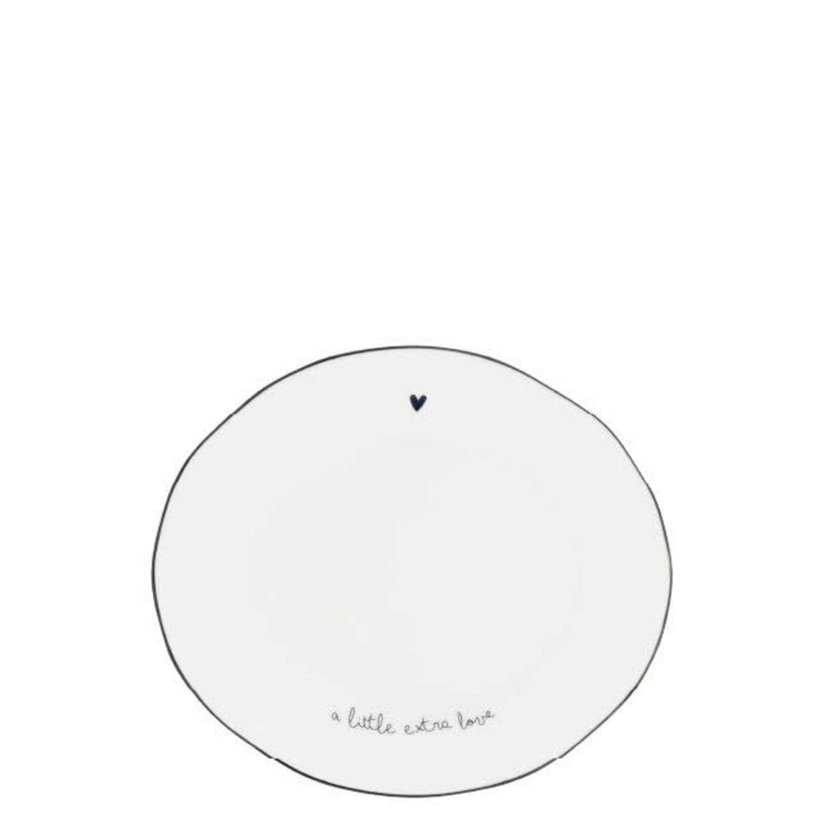 Bastion Collections Bastion Oval Plate Small White with Heart in black