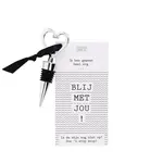 Flessenwerk Wijnstop hart met kaart 'Blij met jou'