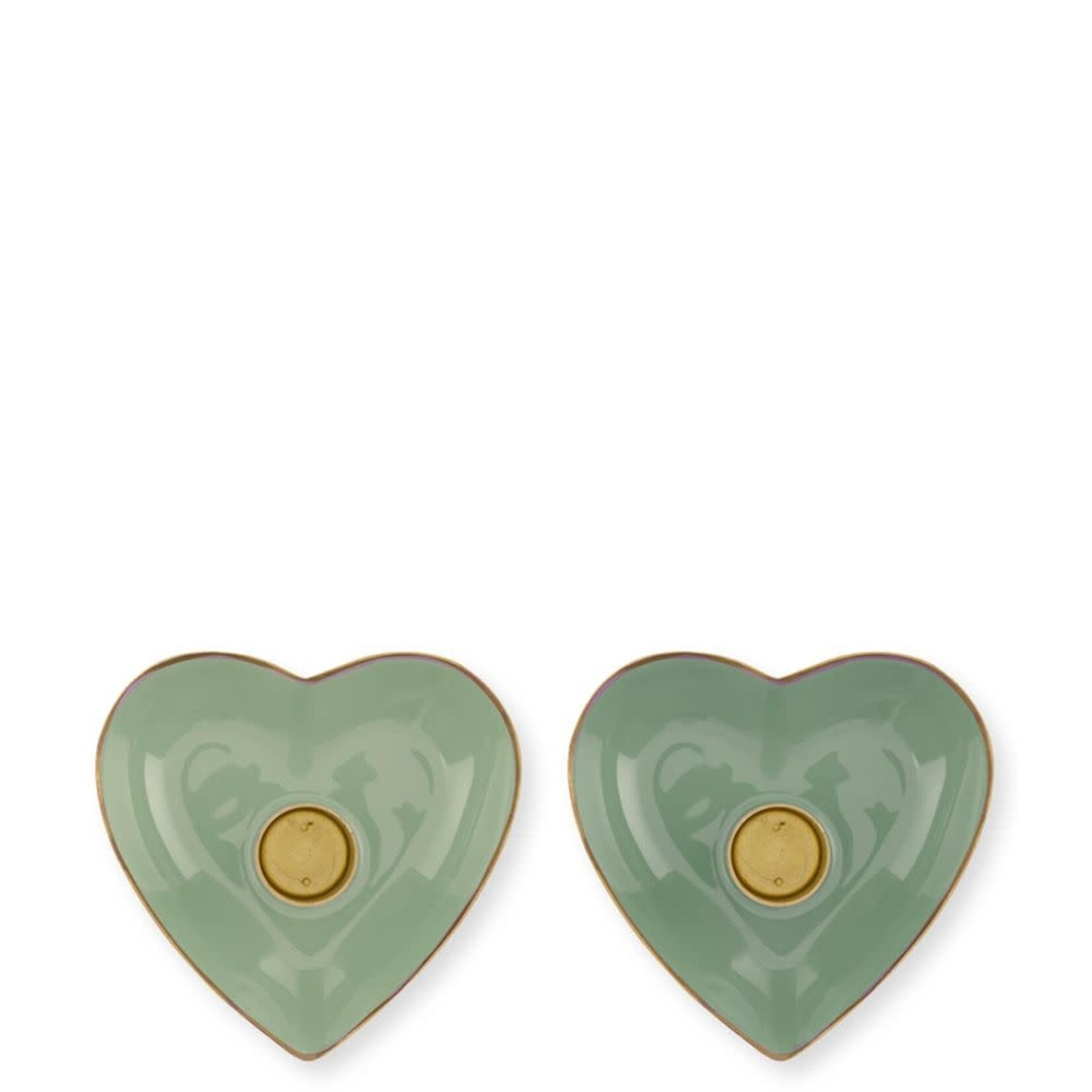 PIP Studio Candle Holder Metal Heart Green 10x3 cm