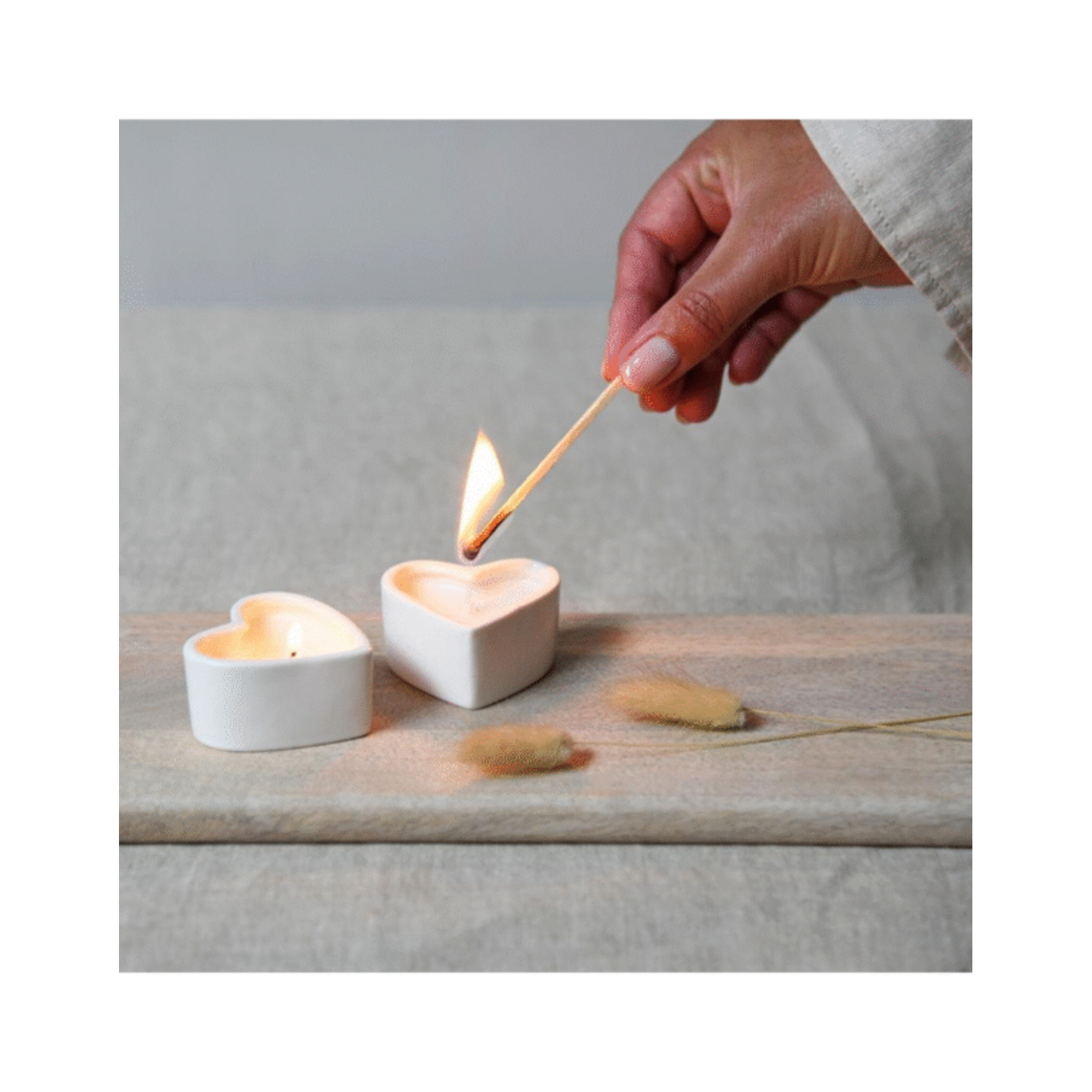 Leeff Leeff kaars hartje wit