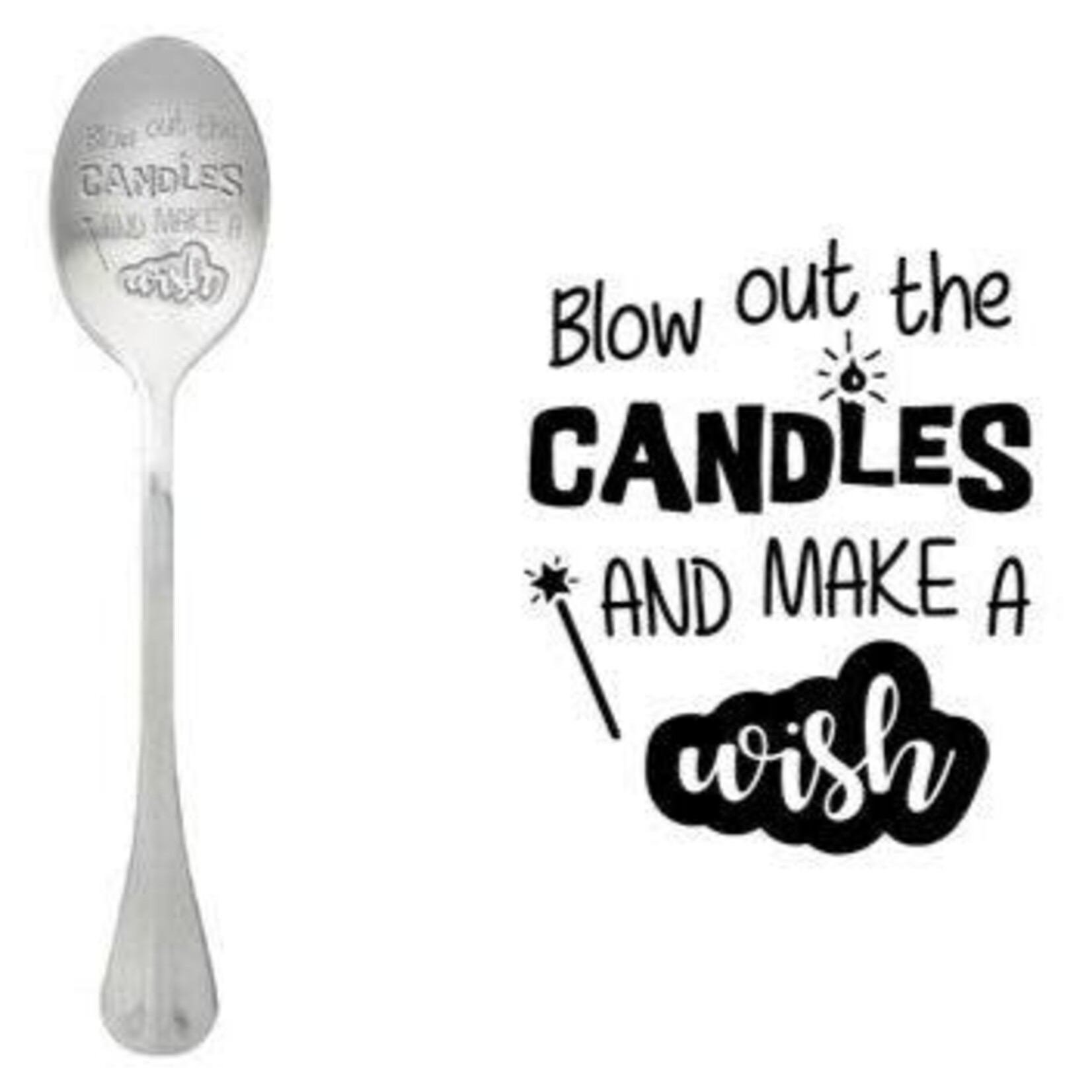 One message spoon Lepel Blow out the candles and make a wish