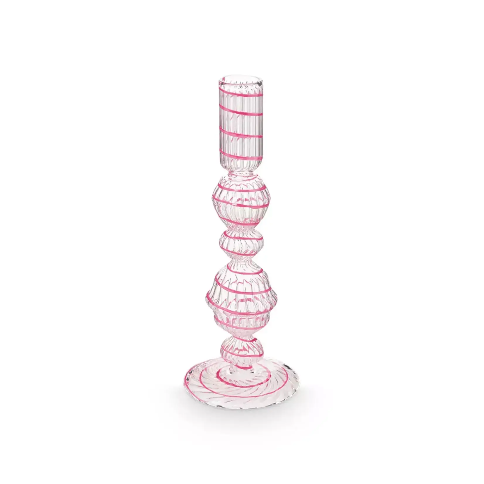 PIP Studio Candle Holder Glass Swirl Pink M 22 cm
