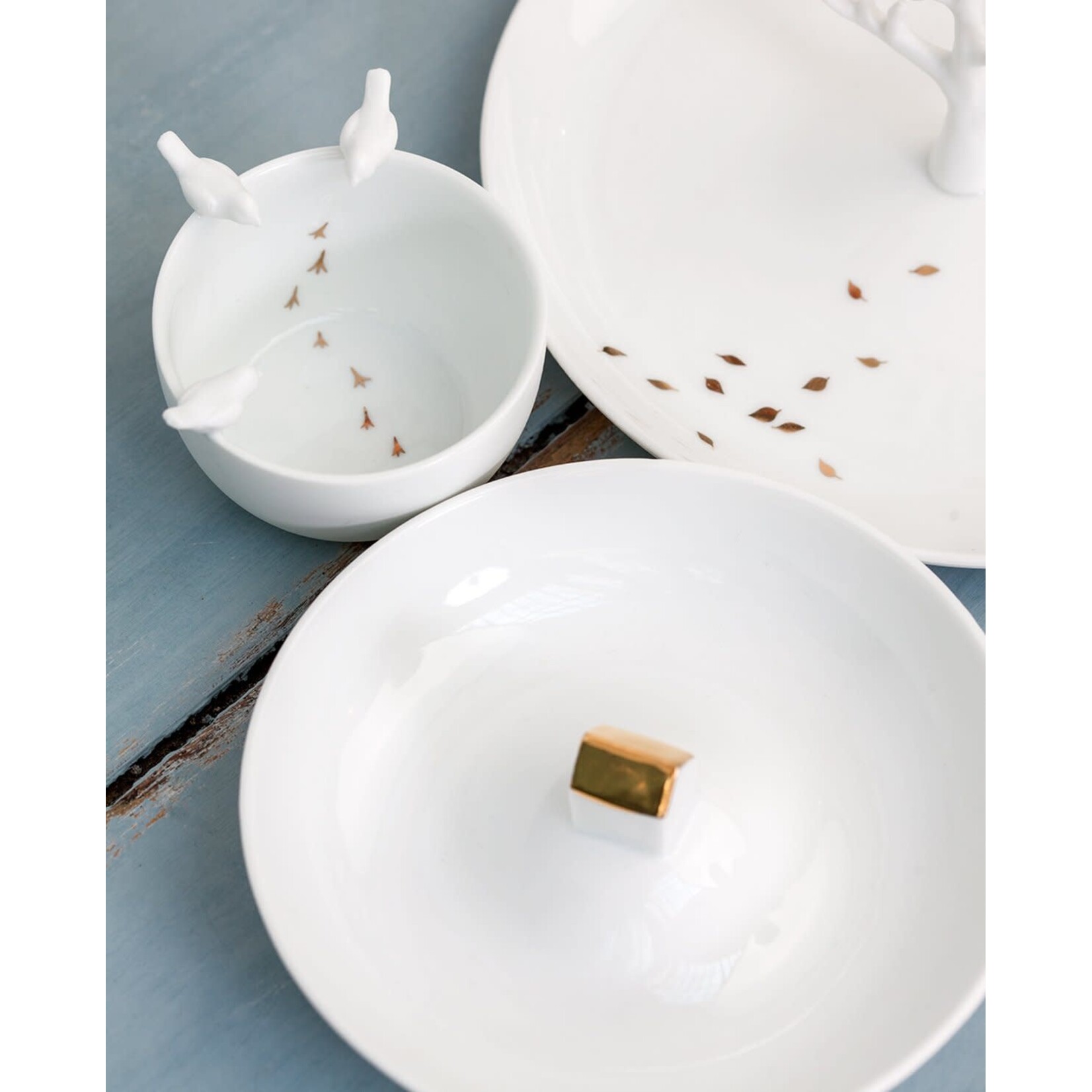 Räder Räder Small Bowl Birds Porcelain Gold