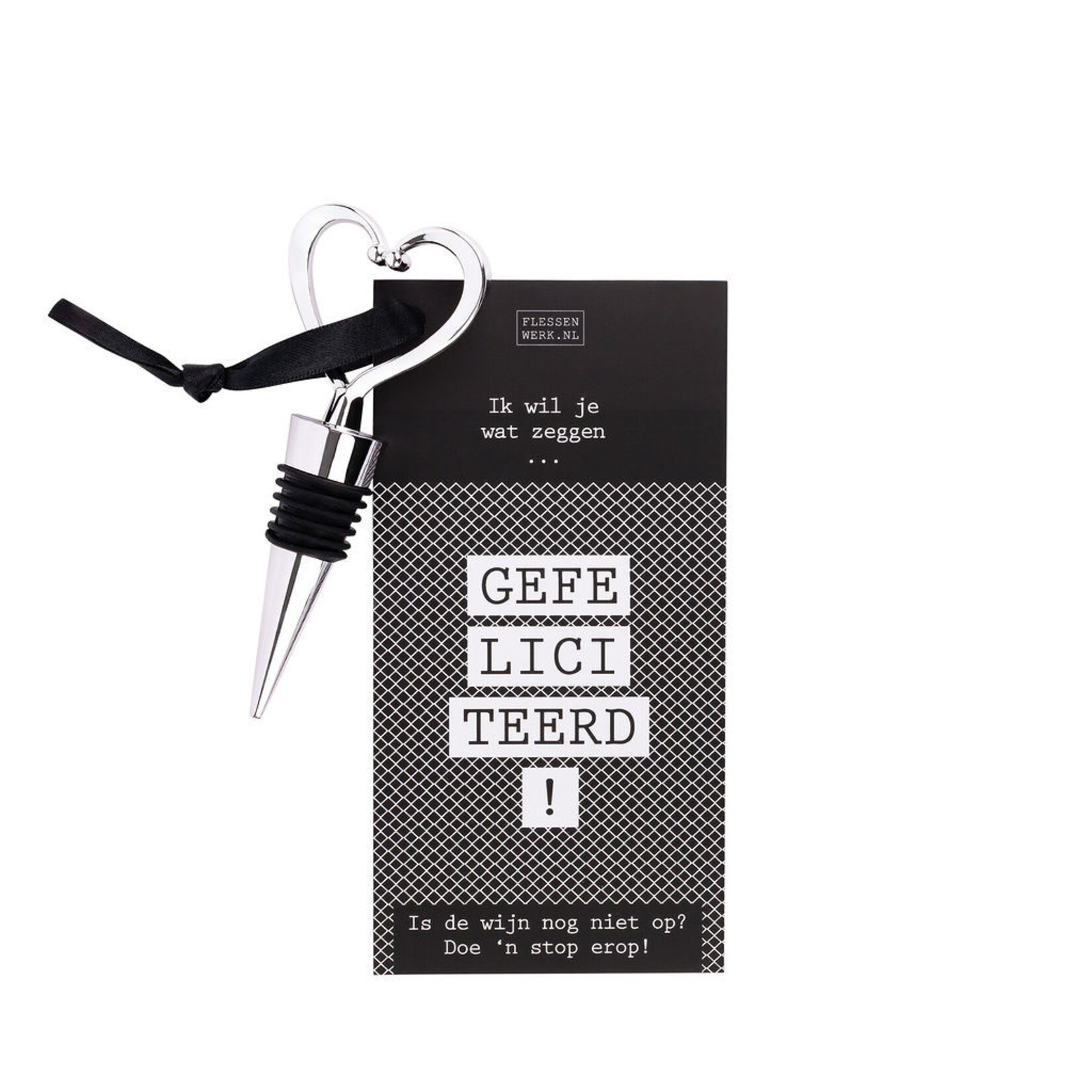 Flessenwerk wijnstopper - Gefeliciteerd