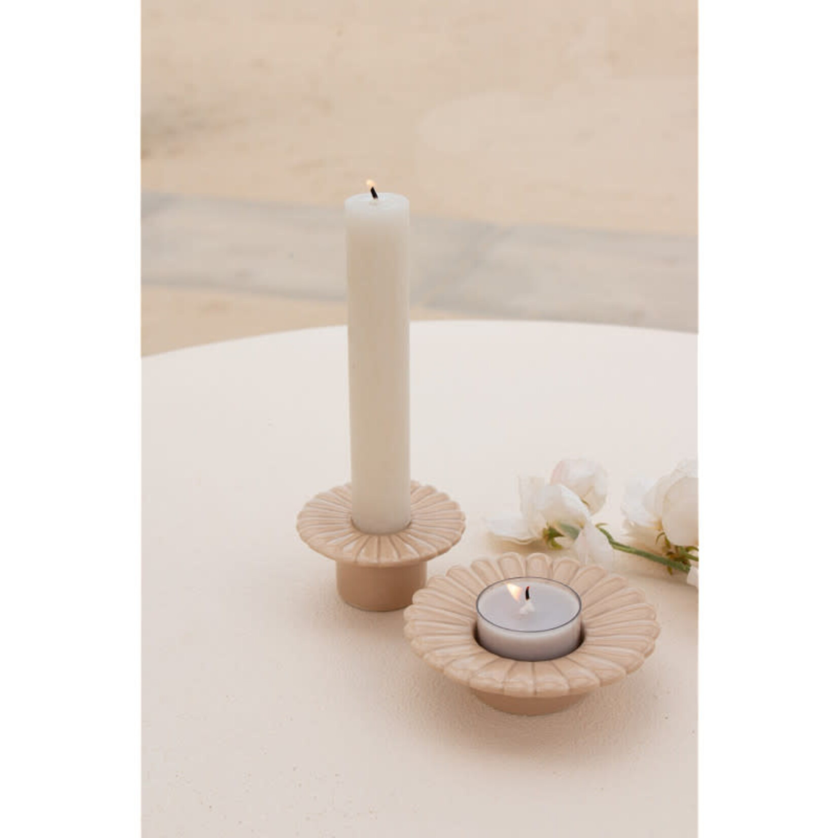 Home Society Kandelaar Bloemen - Beige - S