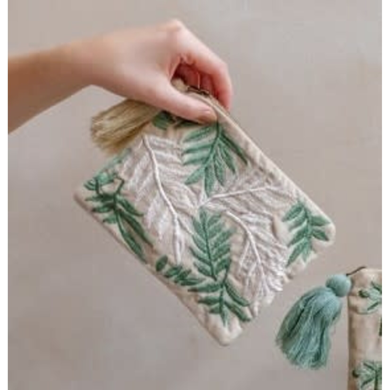 Home Society Make-up tasje Holiday Blad Wit Groen