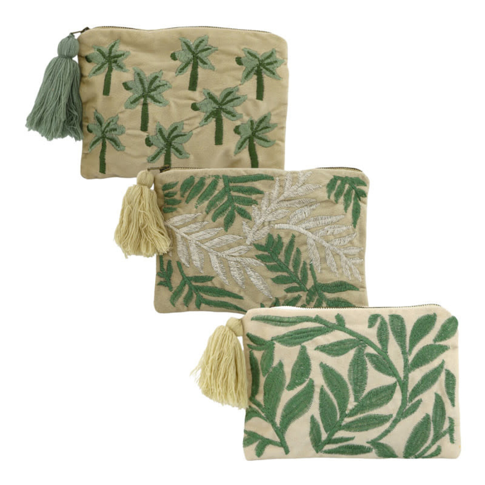 Home Society Make-up tasje Holiday Blad Wit Groen