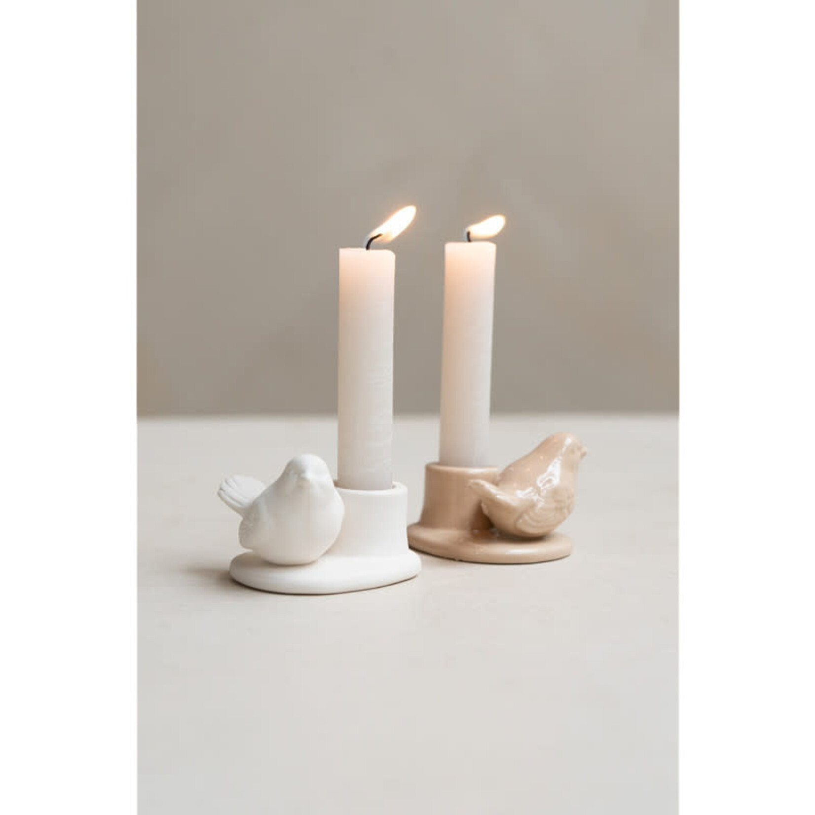 Home Society Vogel kaarsenhouder Beige