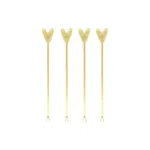 Zusss Zusss Set van 4 borrelprikkers hartje goud