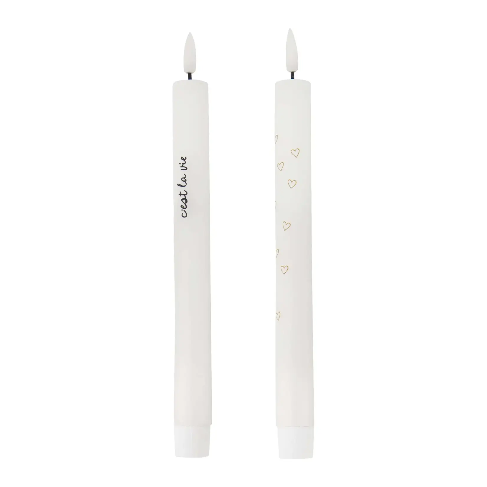 Zusss Zusss Set van 2 ledkaarsen c'est la vie wit/zwart