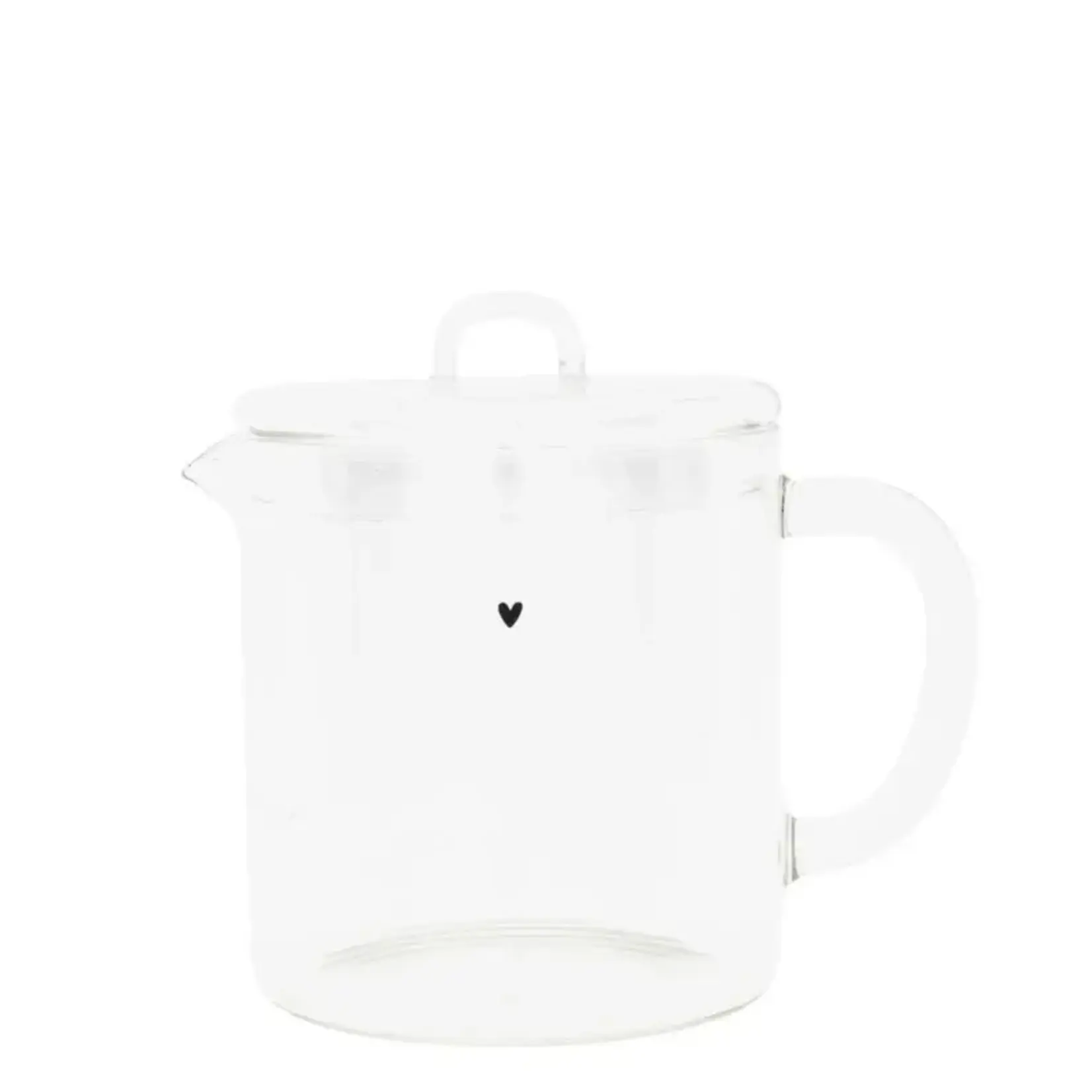 Bastion Collections Tea pot glass with black heart, 1000 ml
