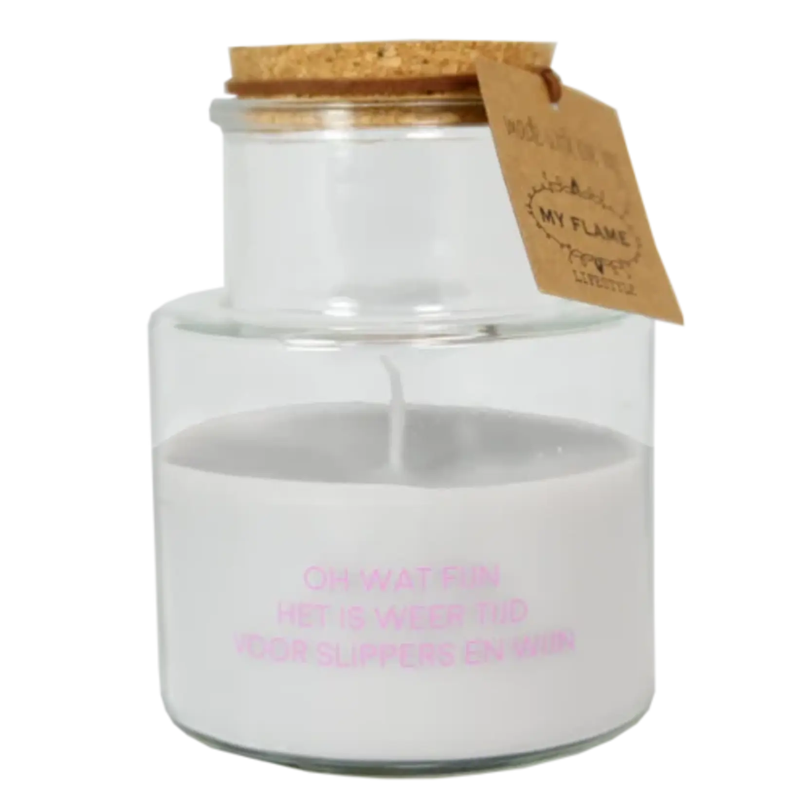 My Flame Lifestyle Buitenkaars met kurk - Oh wat fijn, het is weer tijd voor slippers en wijn van 14.99 voor