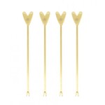 Zusss Zusss Set van 4 borrelprikkers hartje goud
