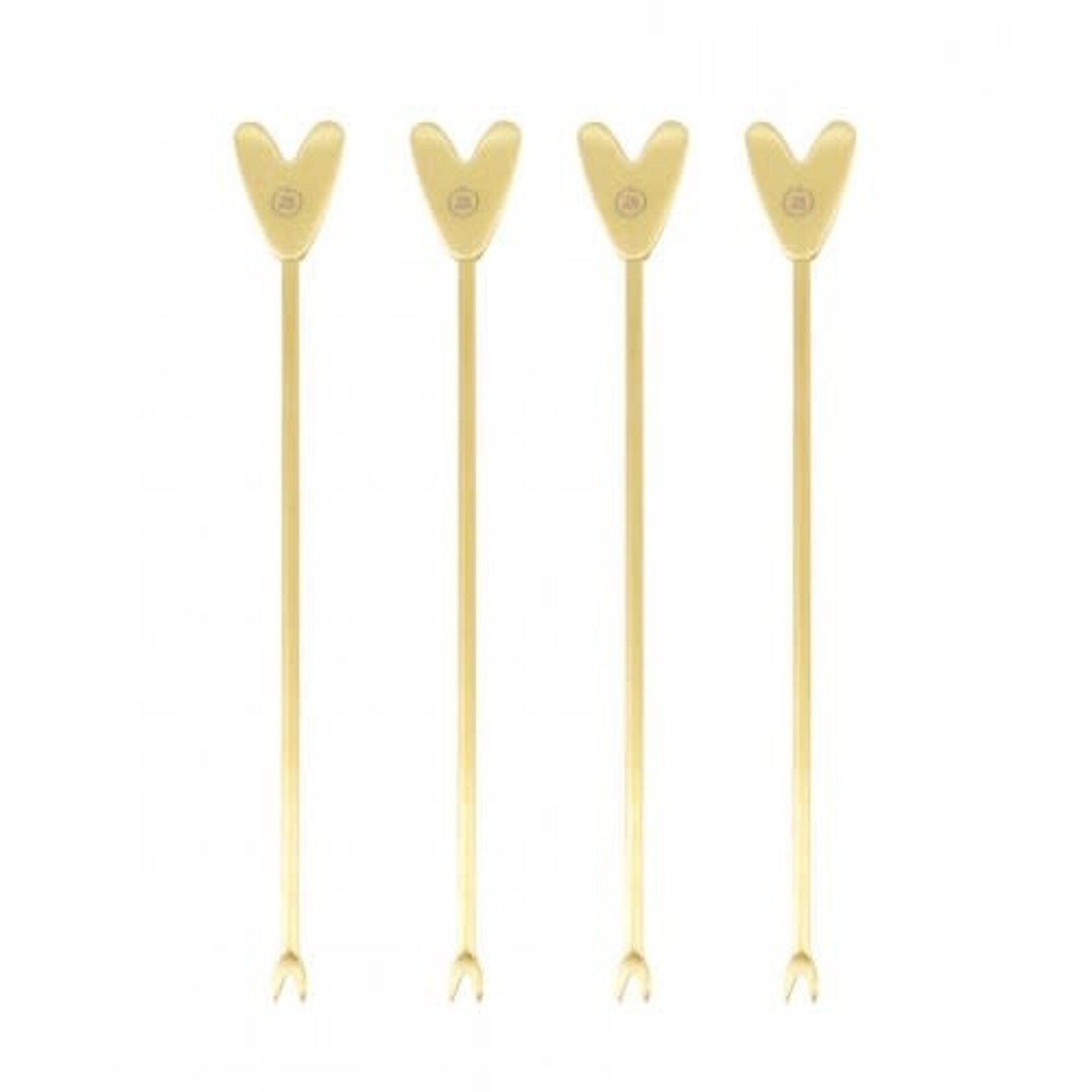Zusss Zusss Set van 4 borrelprikkers hartje goud