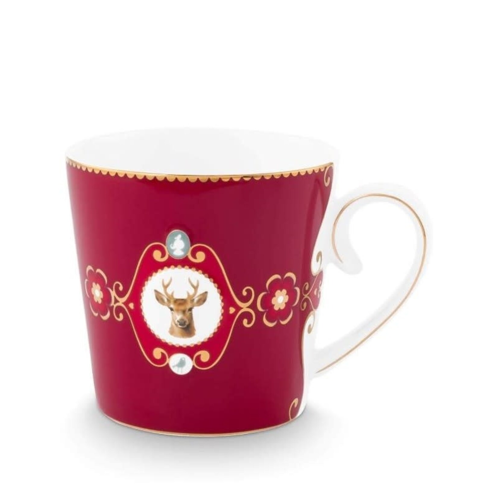 PIP Studio Mug Small Love Birds Medallion Deer Dark Red