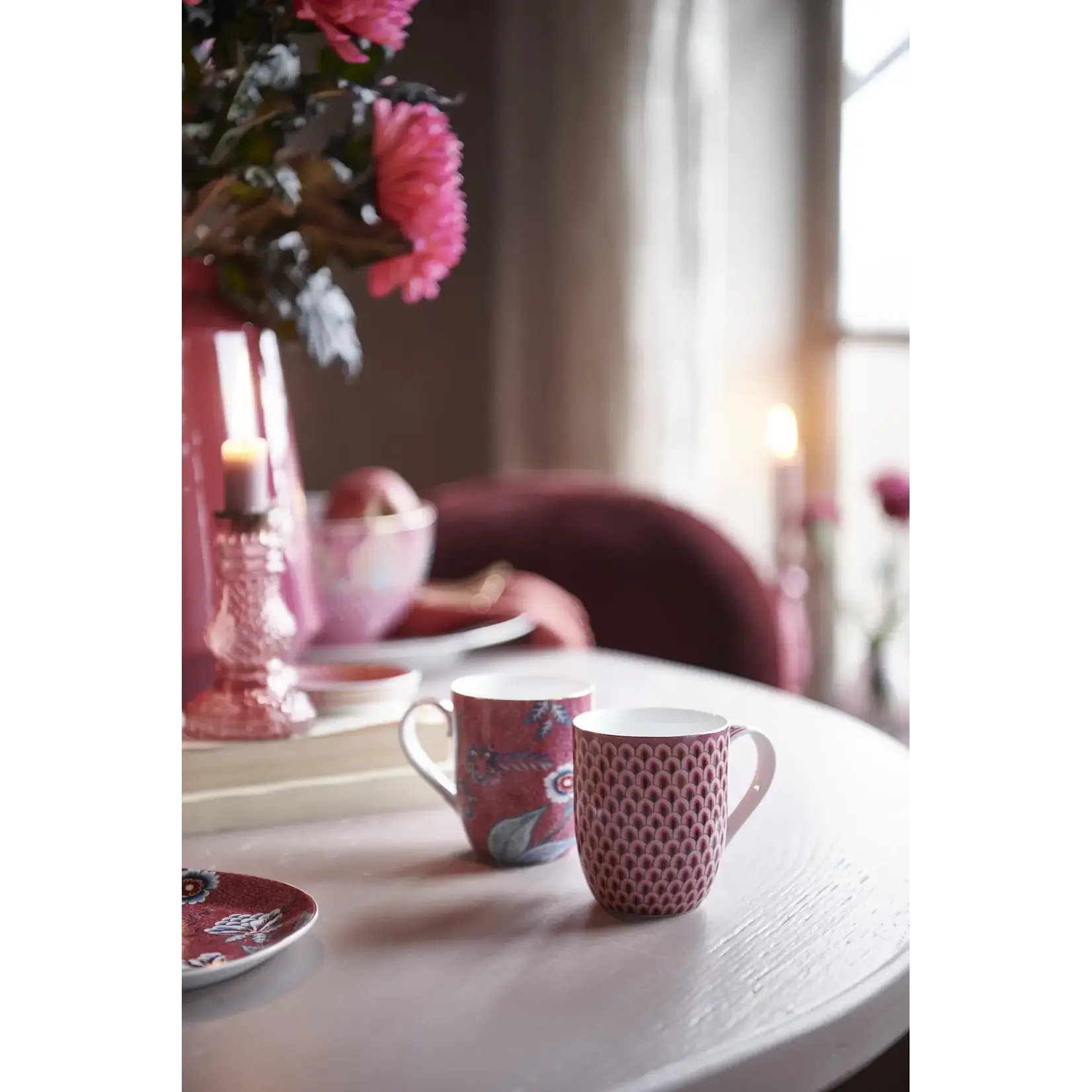 PIP Studio Mug Small Flower Festival Scallop Dark Pink 145ml