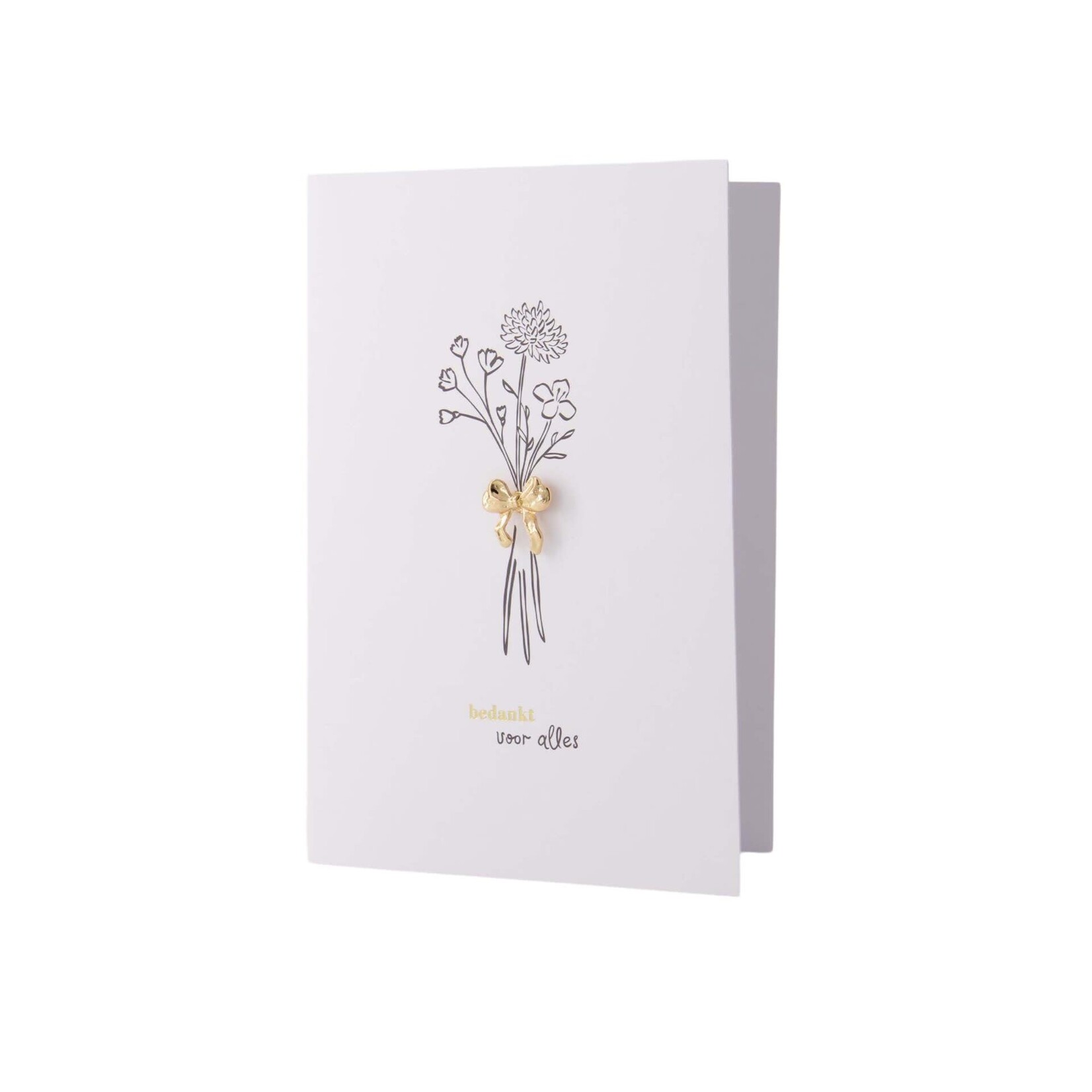 Zusss Zusss wenskaart broche strikje bedankt wit/zwart/goud