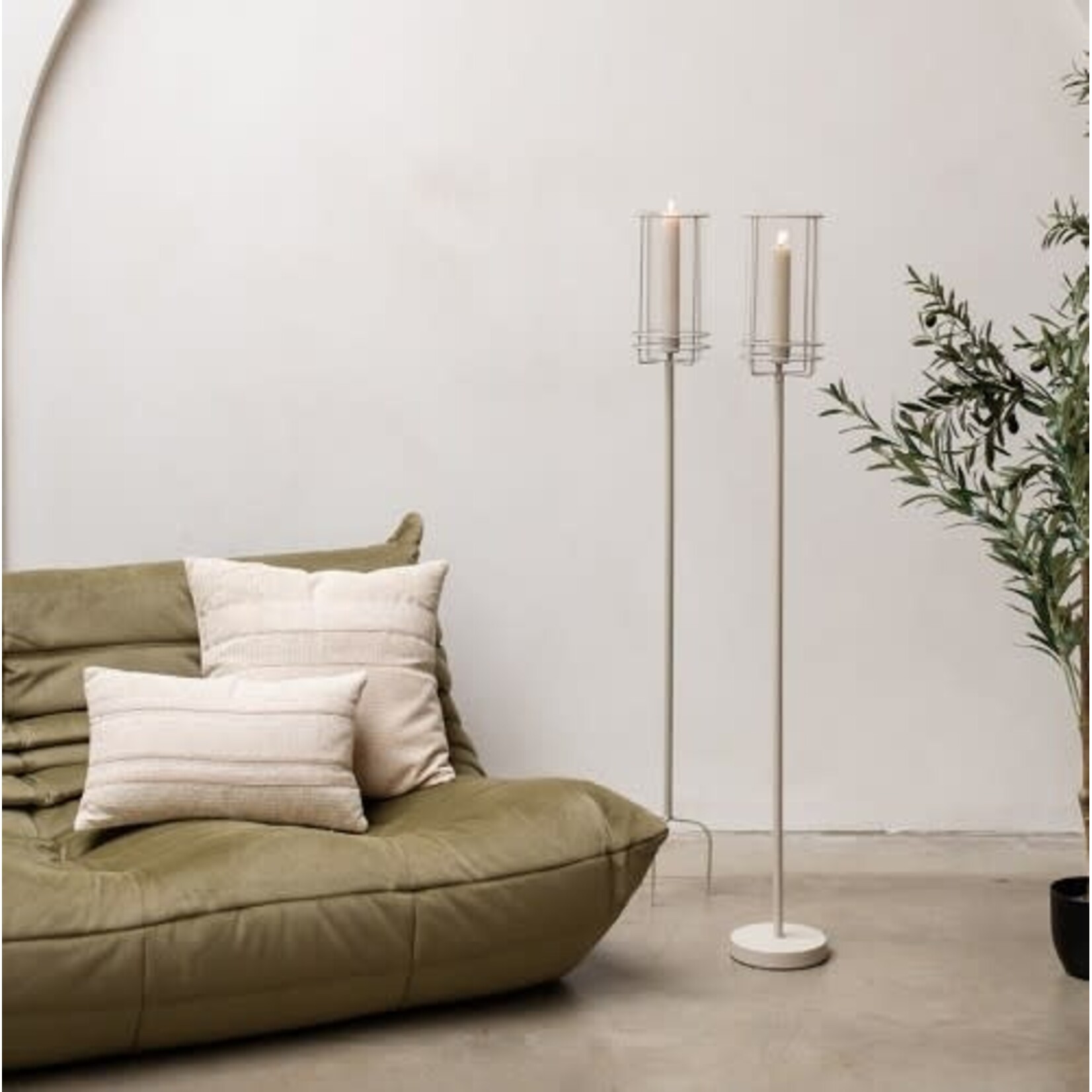 Home Society Candleholder Milo XL beige stand