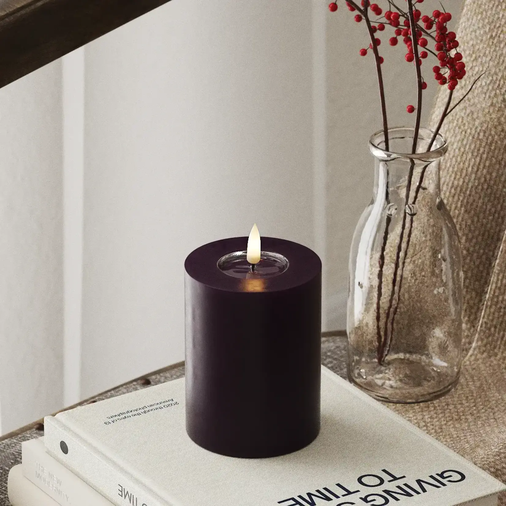 Deluxe Homeart Dark Purple LED Candle 7.5 * 10 cm