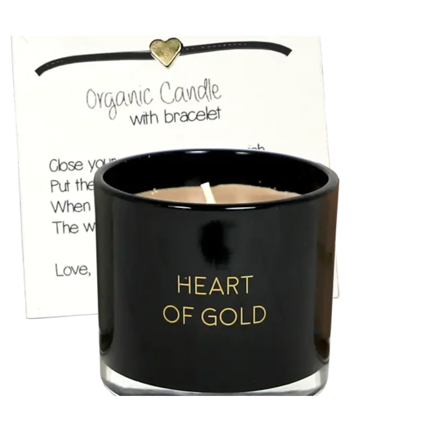 My Flame Lifestyle Geurkaars Met Wens-Armband - Heart Of Gold (Touw armbandje vorige collectie)