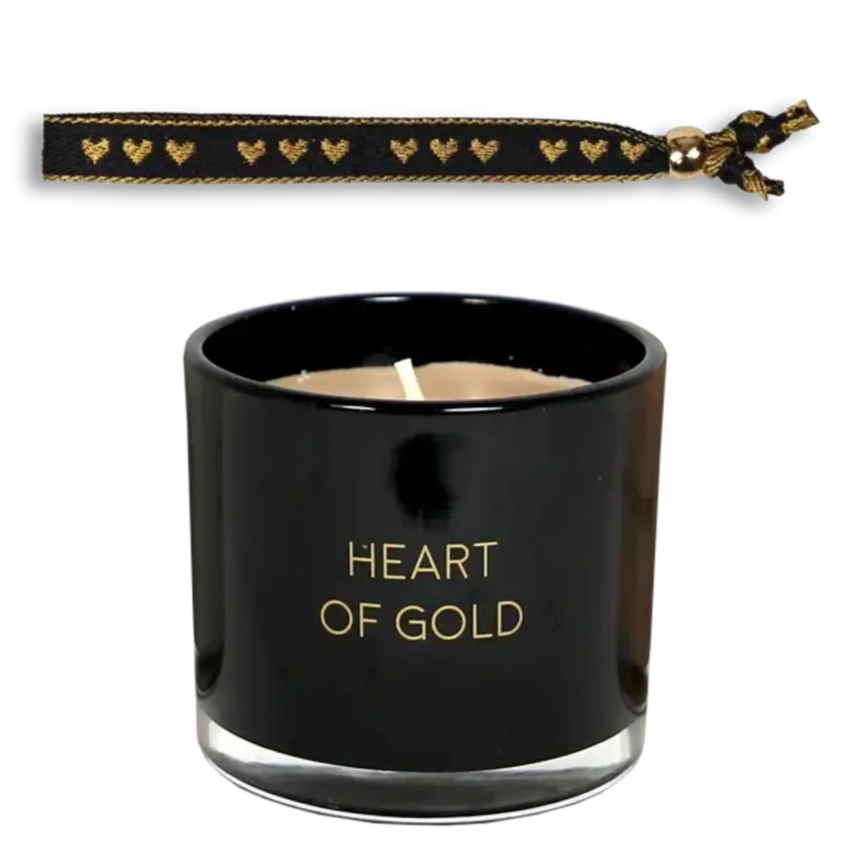 My Flame Lifestyle Geurkaars Met Wens-Armband - Heart Of Gold (Nieuw stof armbandje)