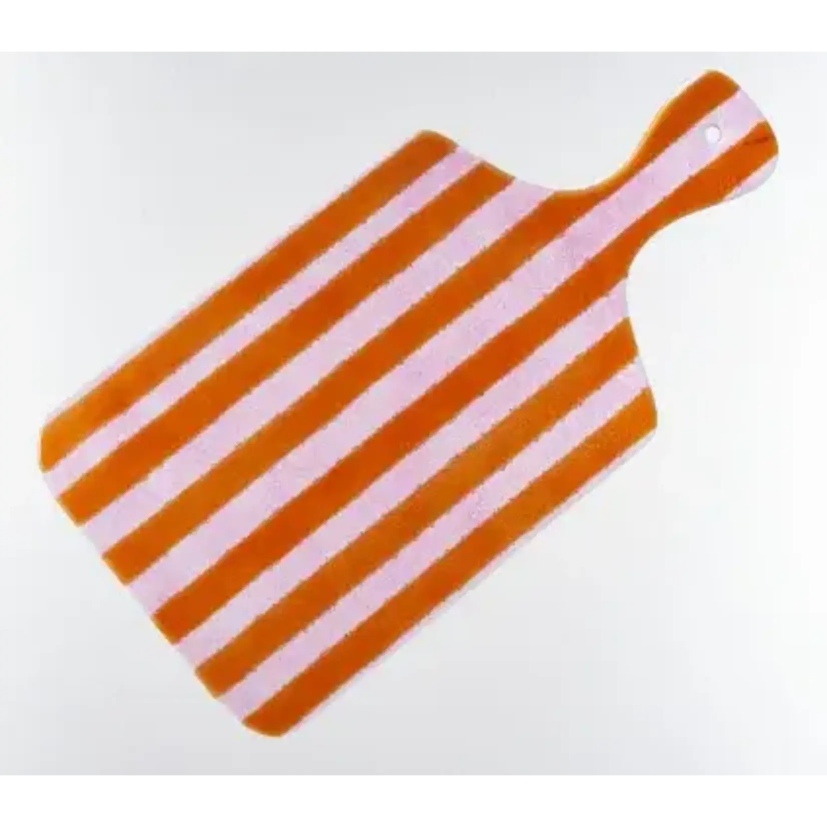 CAVARI ATELIER Artisano platter hand large 45x23 magenta&pink stripes