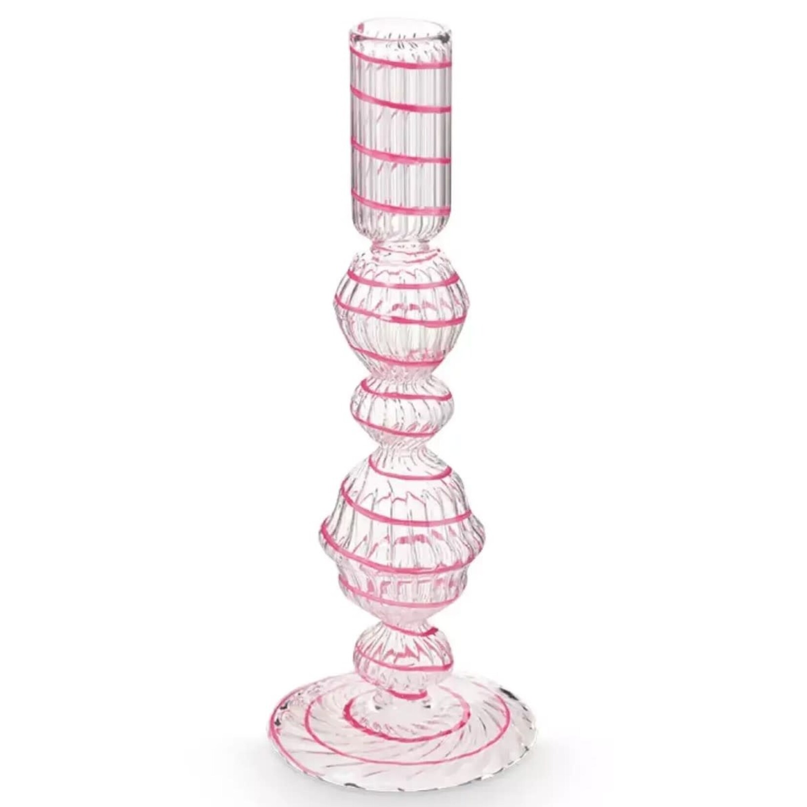 PIP Studio Candle Holder Glass Swirl Pink M 22 cm