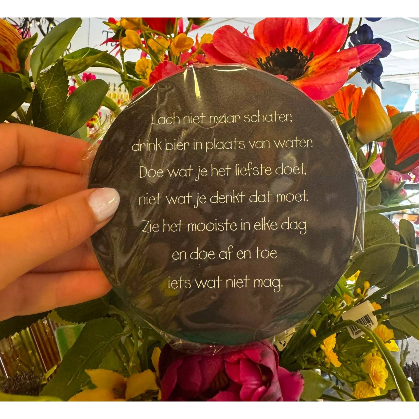Home Sweet Home Muurcirkel 'Lach niet maar schater...' 12cm zwart