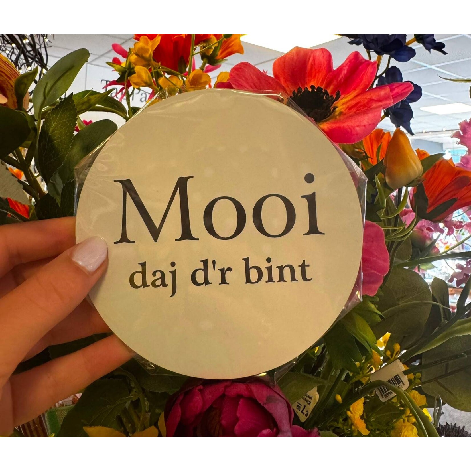 Home Sweet Home Muurcirkel 'Mooi daj d'r bint' 12cm wit