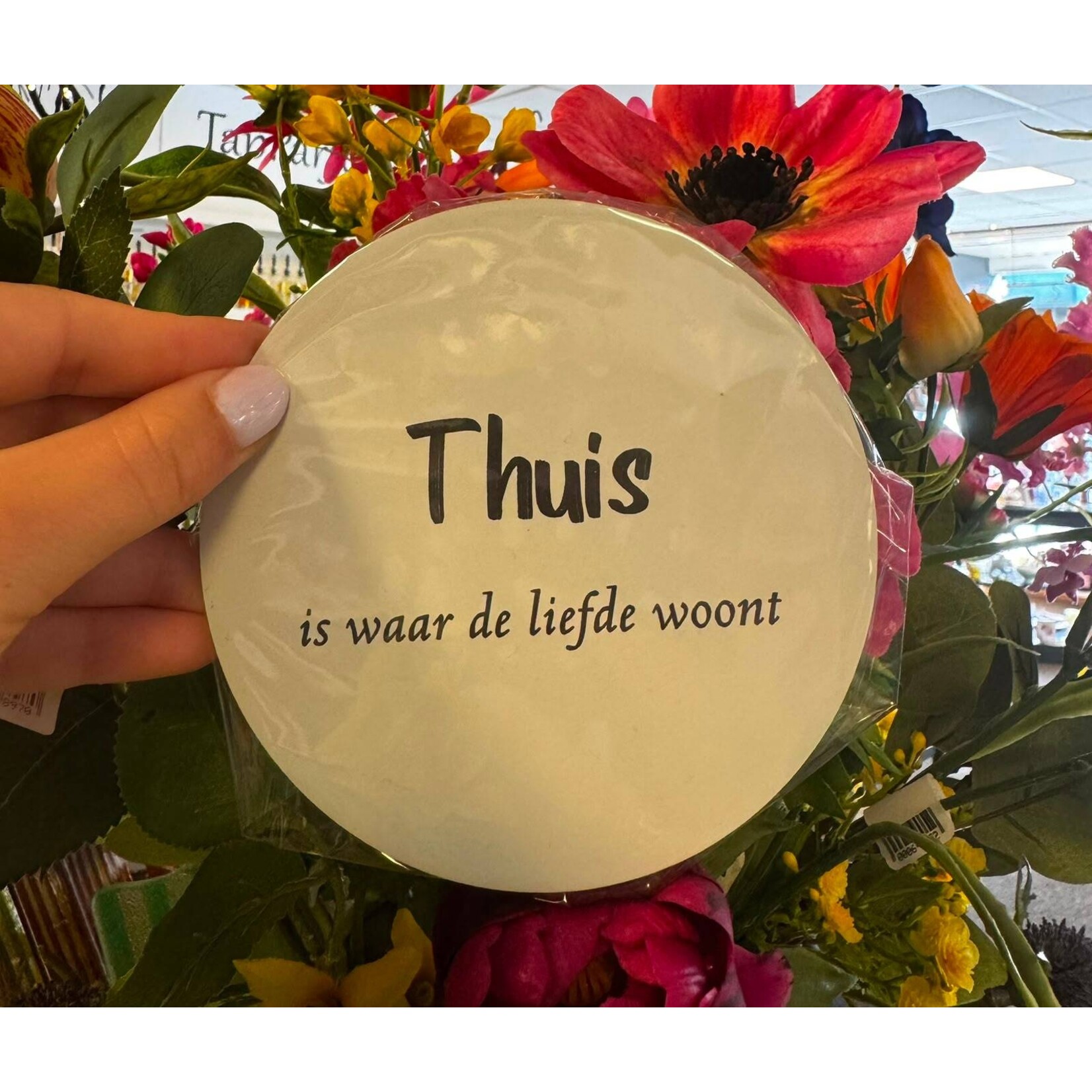Home Sweet Home Muurcirkel Thuis is waar de liefde woont 12cm wit