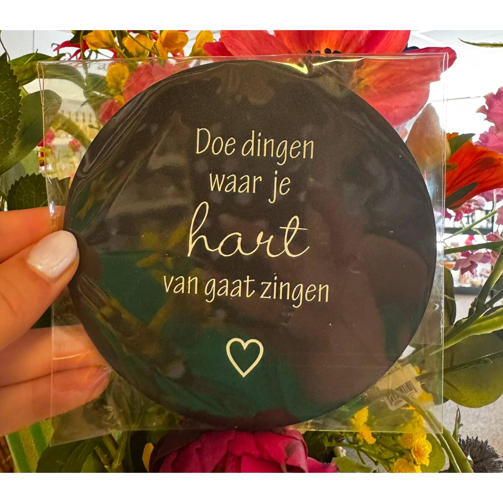 Home Sweet Home Muurcirkel ''doe dingen waar je hart van gaat zingen'' 12 cm zwart
