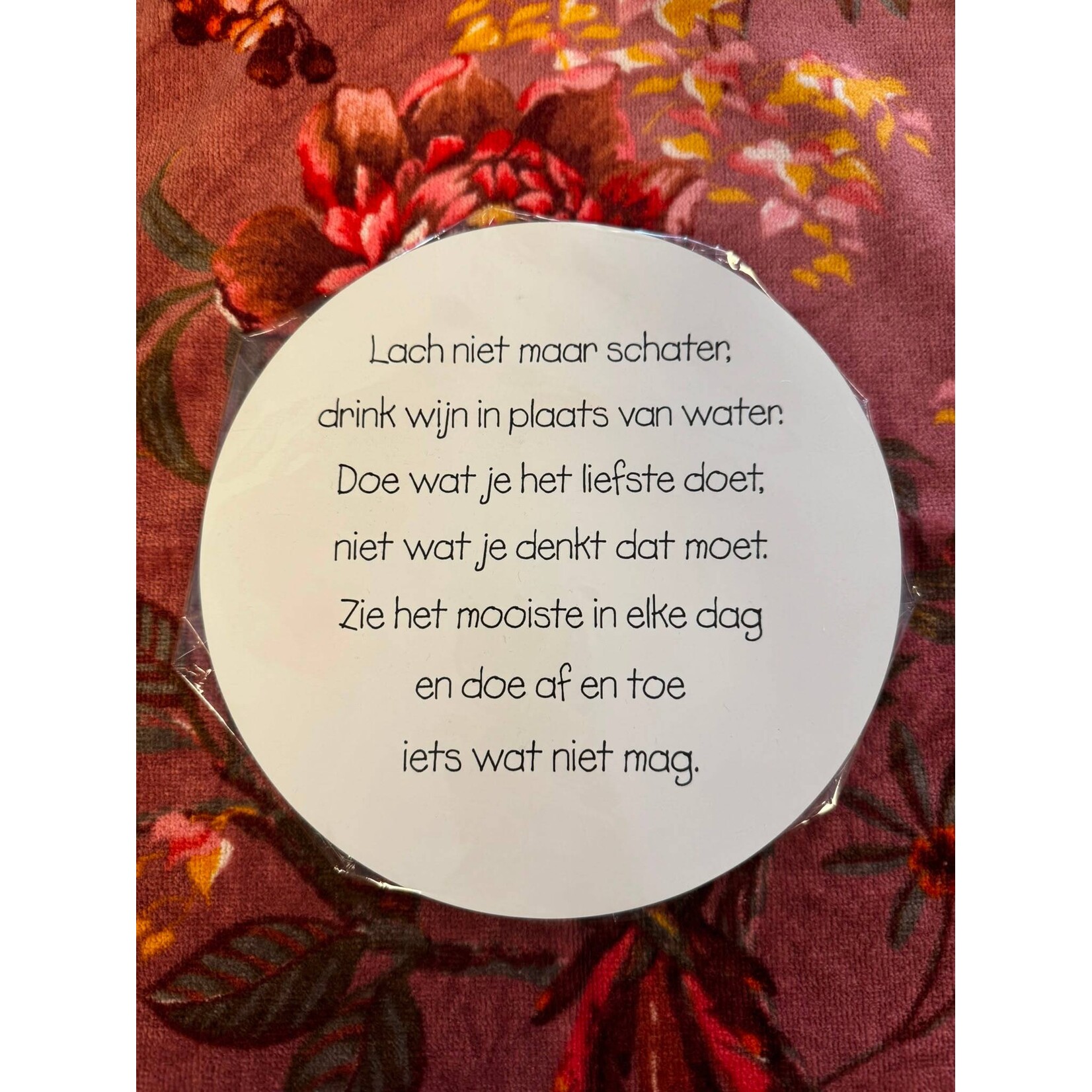 Home Sweet Home Muurcirkel Lach niet maar schater, drink bier in plaats van water 20cm wit