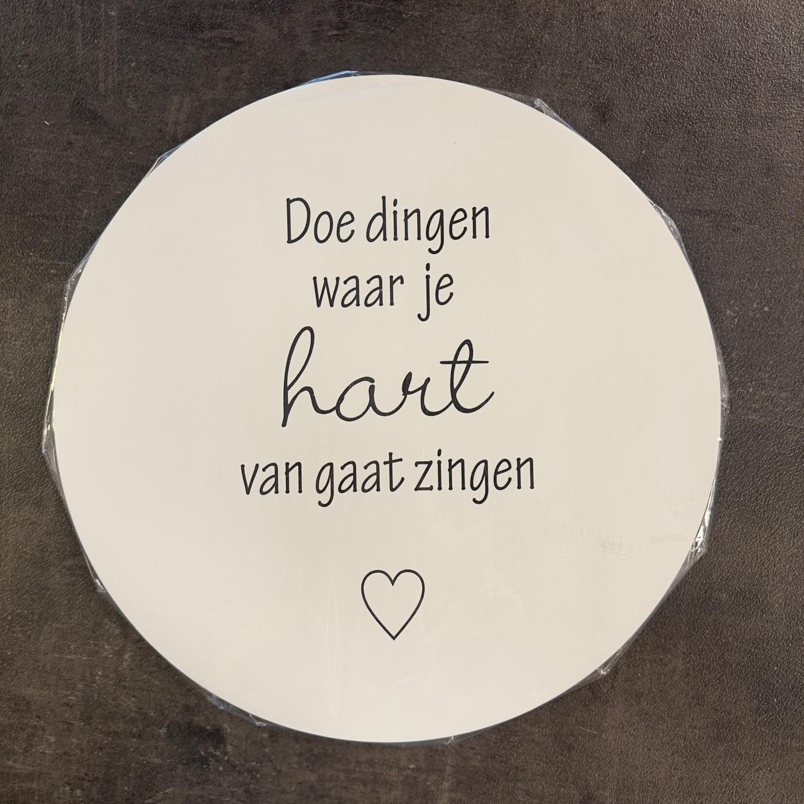 winkeltjevananne Muurcirkel wit met tekst ''Doe dingen waar je hart van gaat zingen'' 30cm