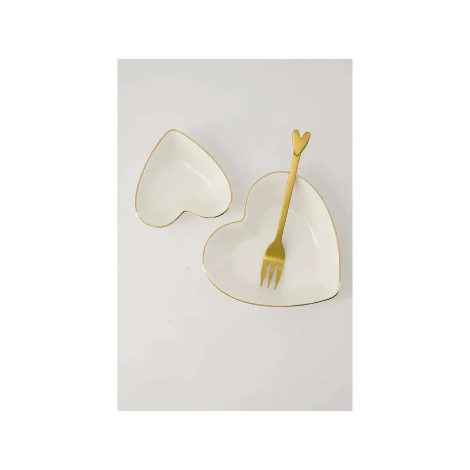 Zusss dip dish heart shape white/gold
