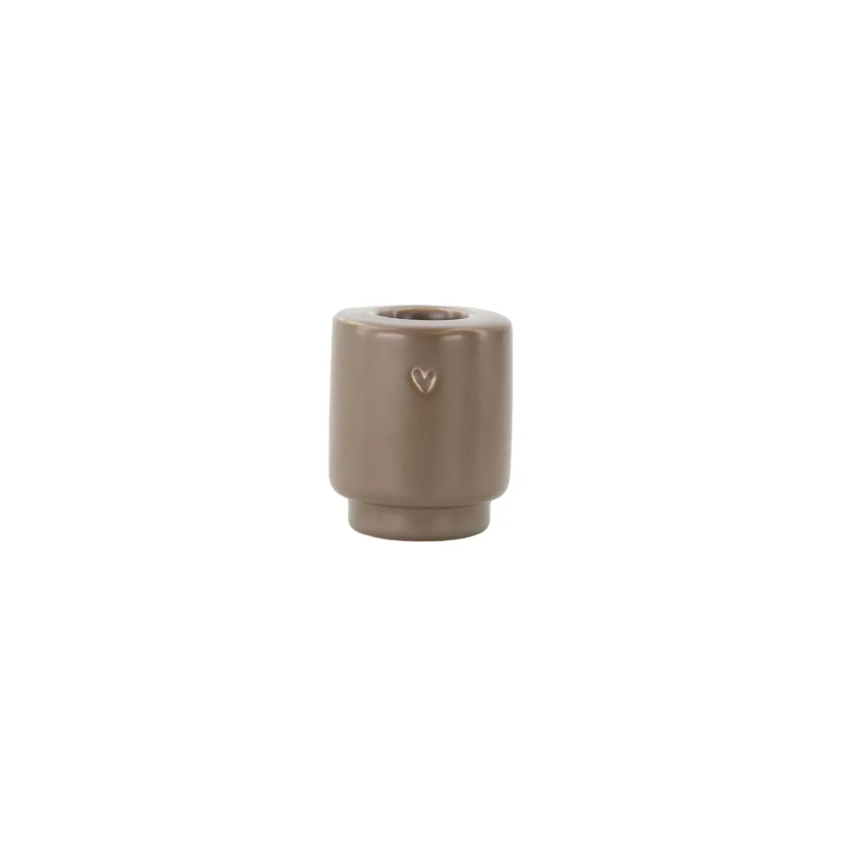 Zusss candle holder ceramic heart brown
