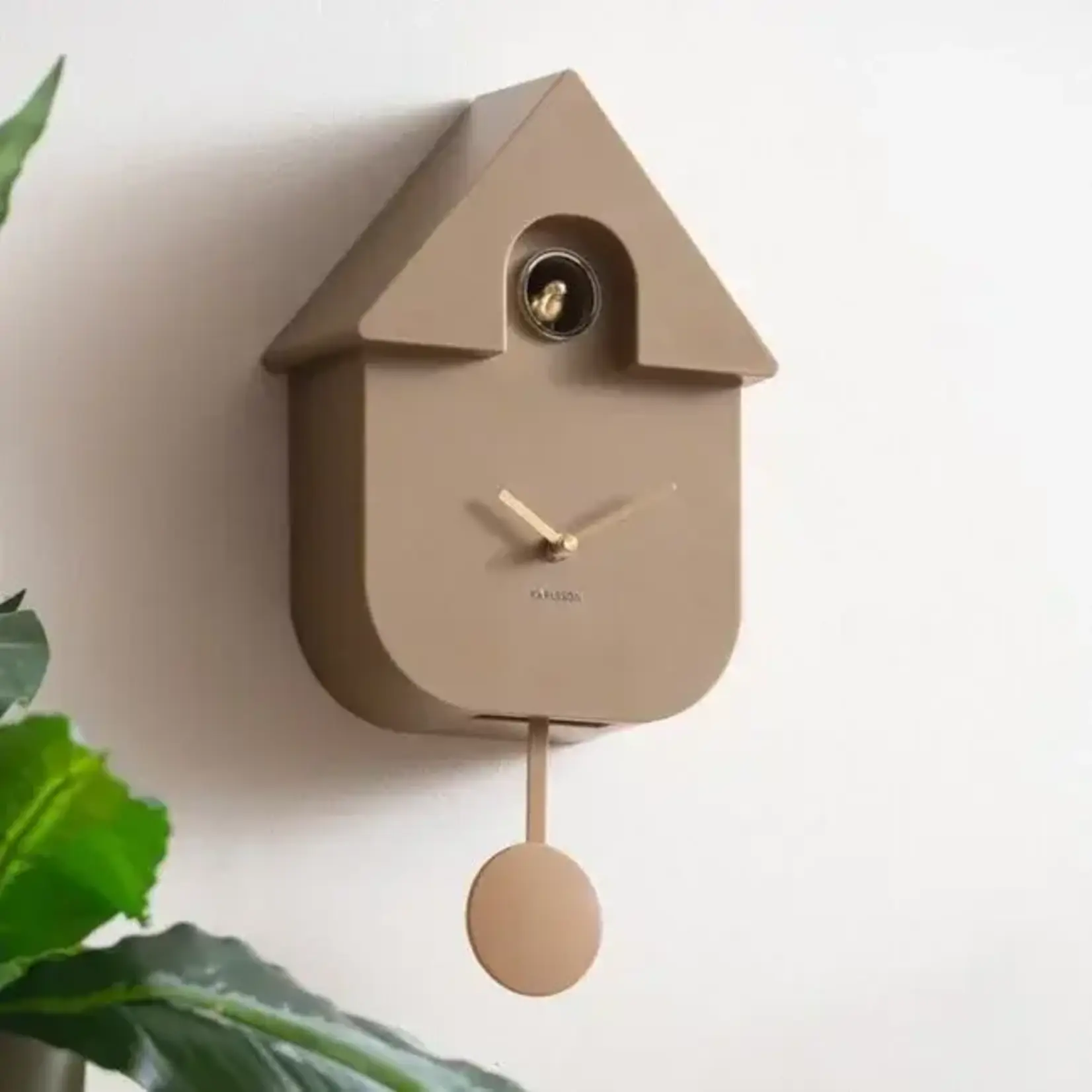 Present Time Wall Clock Modern Cuckoo Oro Mocha Brown