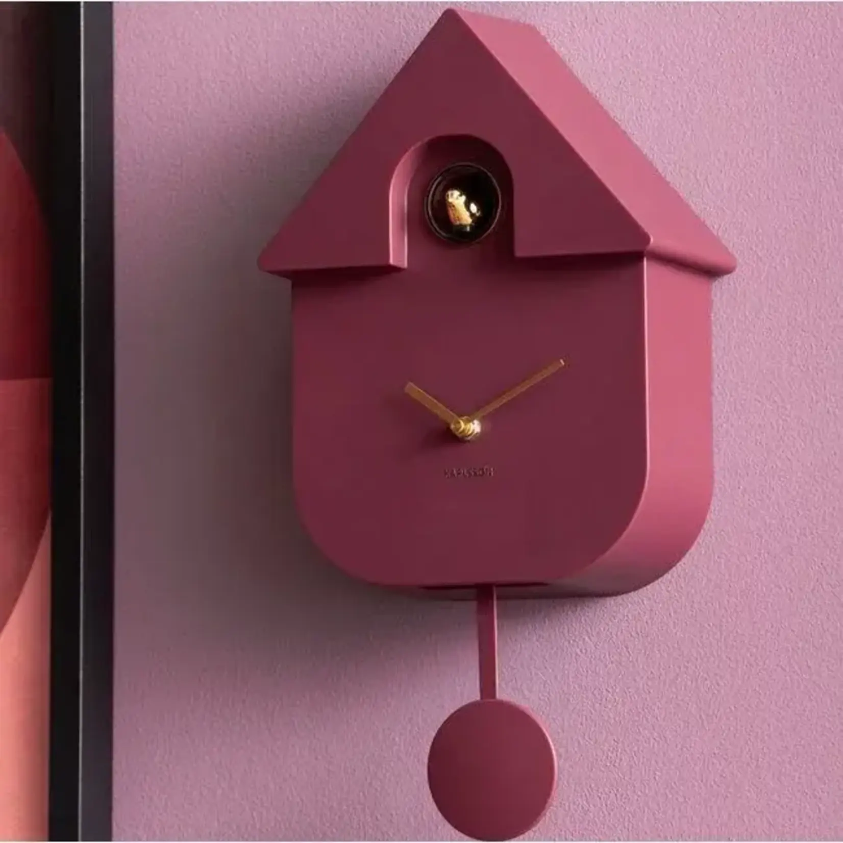Present Time Wall Clock Modern Cuckoo Oro Dark Mauve