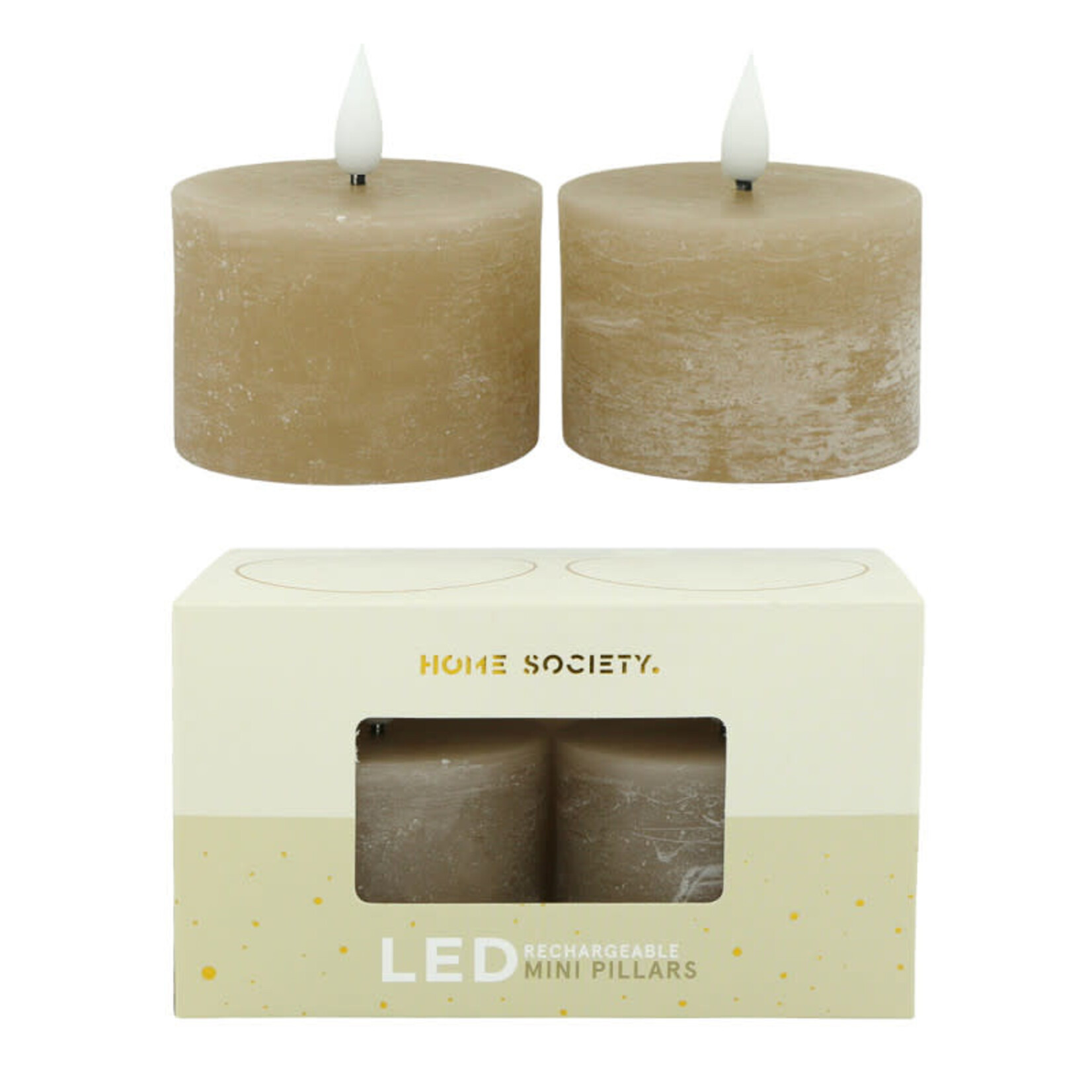 Home Society Led Mini Stompkaarsen Recharge Beige