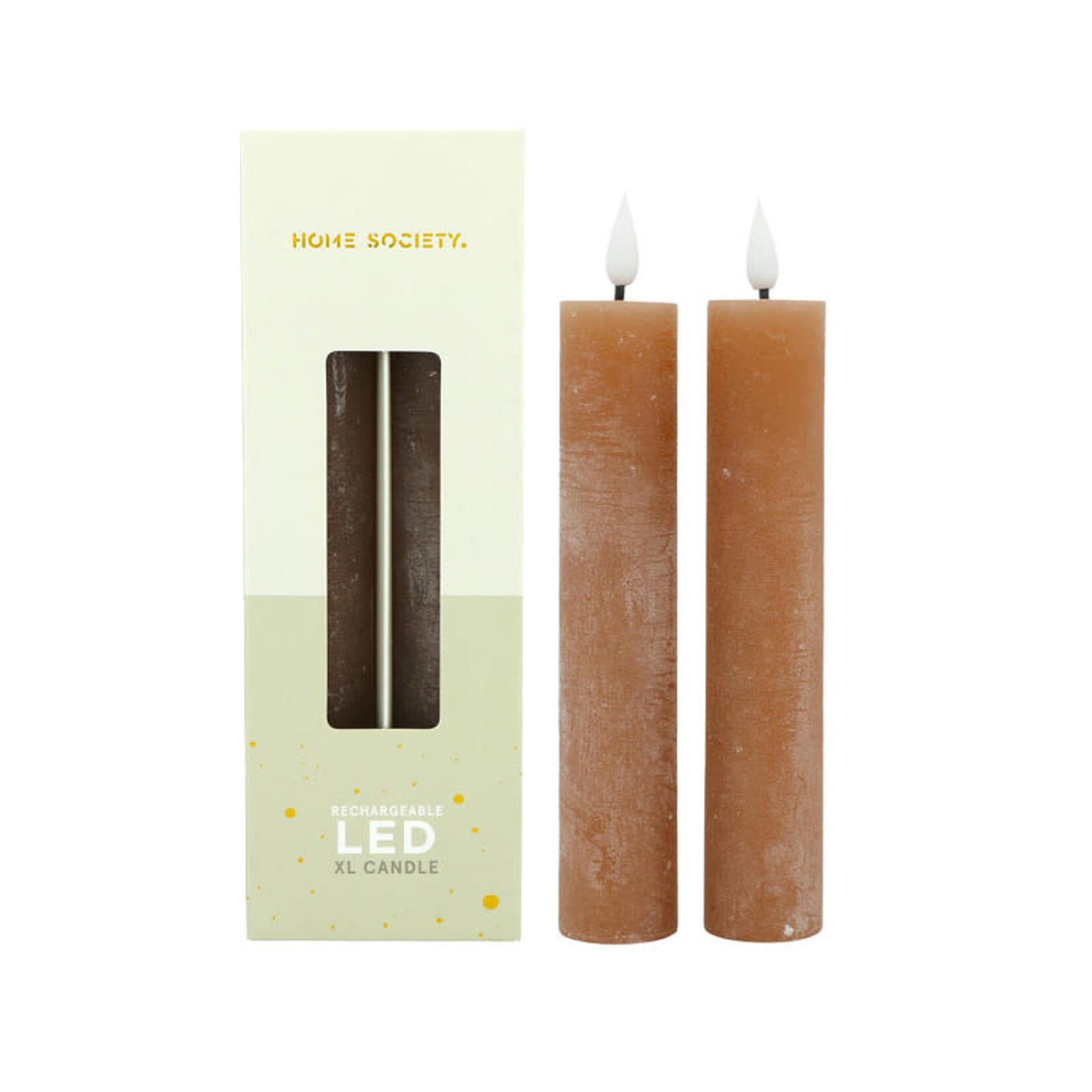Home Society LED XL Dinerkaarsen recharge bruin