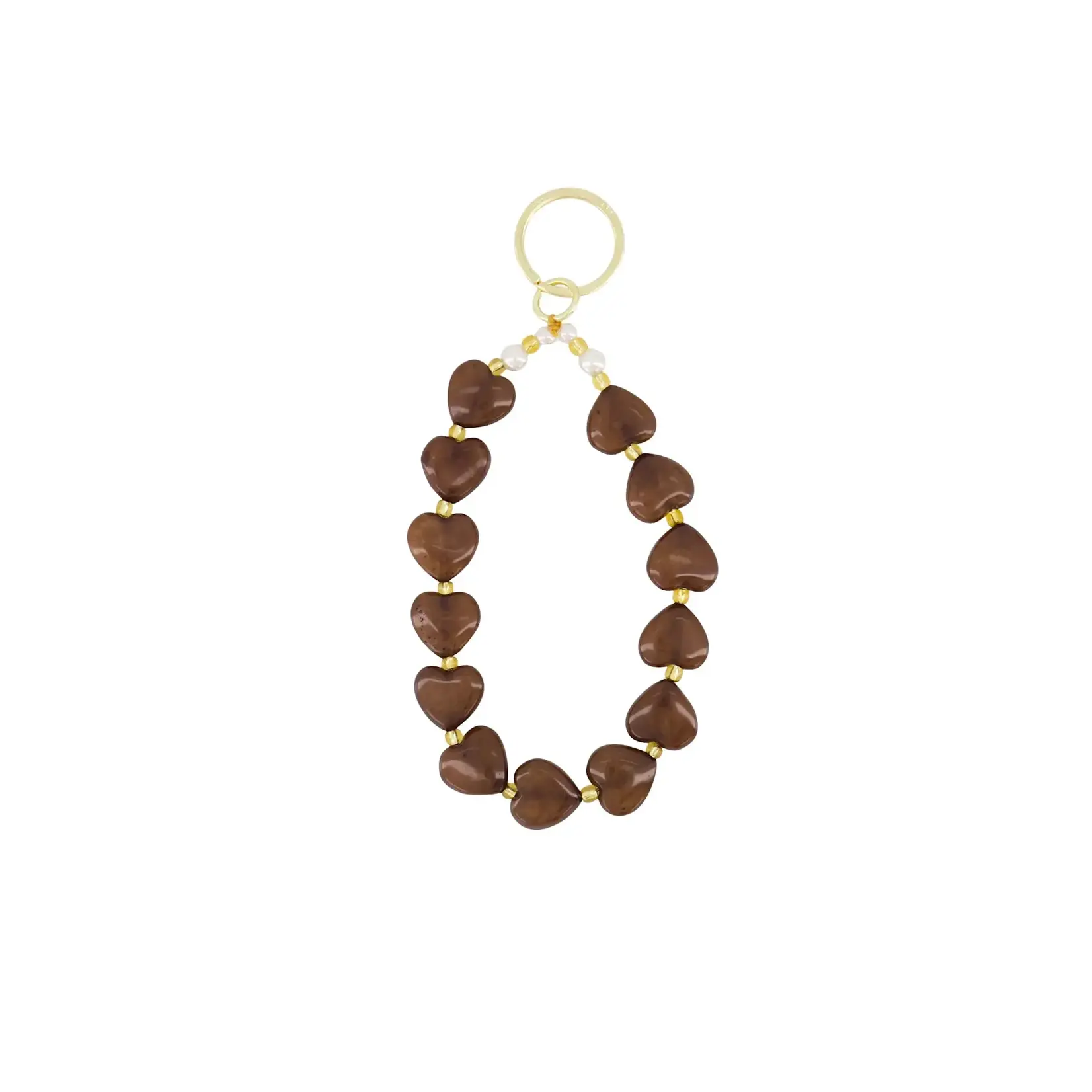 Zusss Keychain with hearts and pearls - Hazelnut