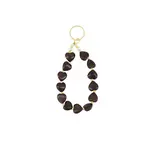 Zusss Keychain with hearts and pearls - Dark Choco