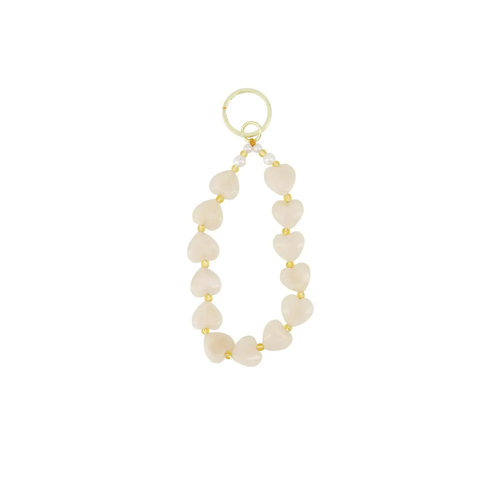 Zusss Keychain with hearts and pearls - Grey Oyster