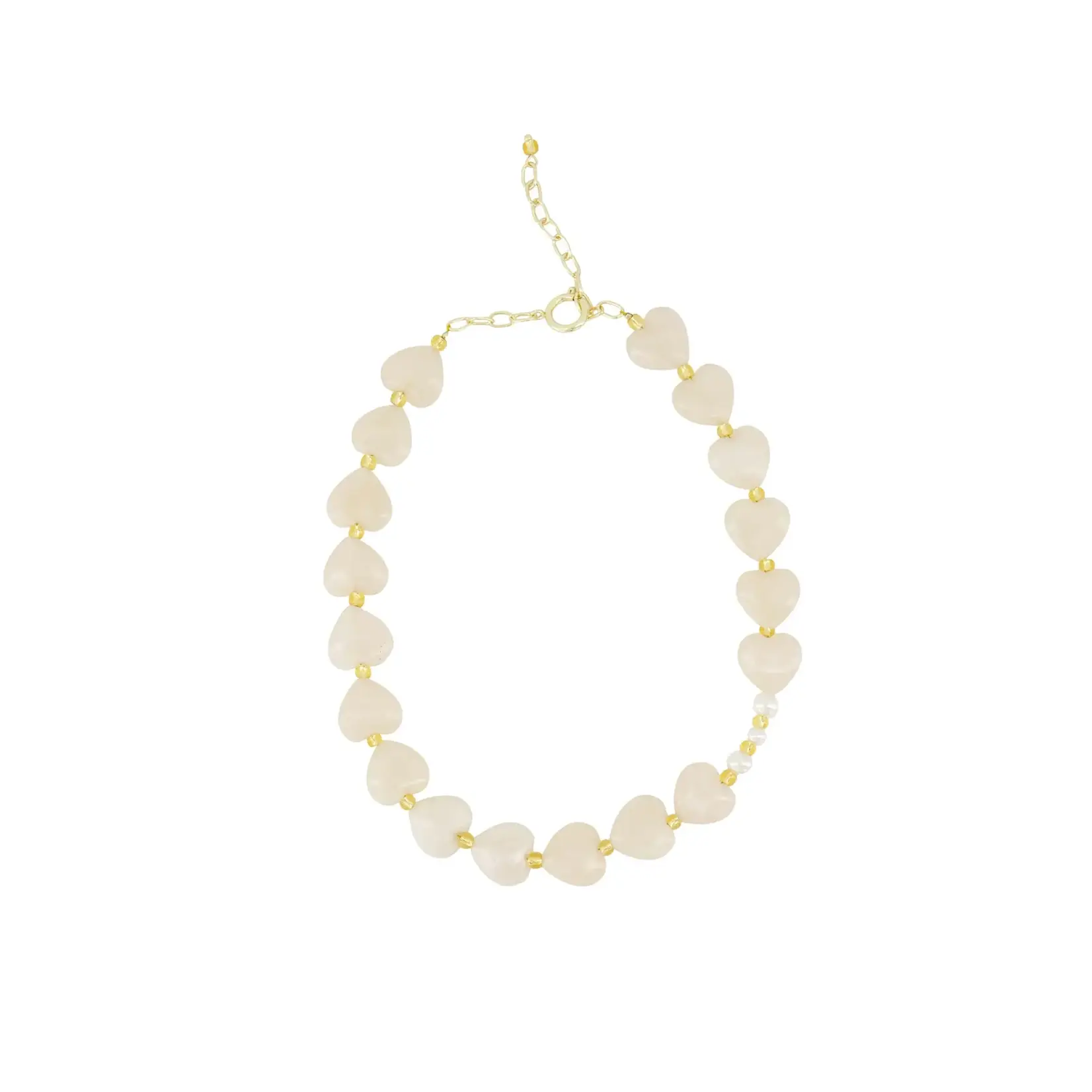 Zusss Heart necklace with pearls - Grey Oyster