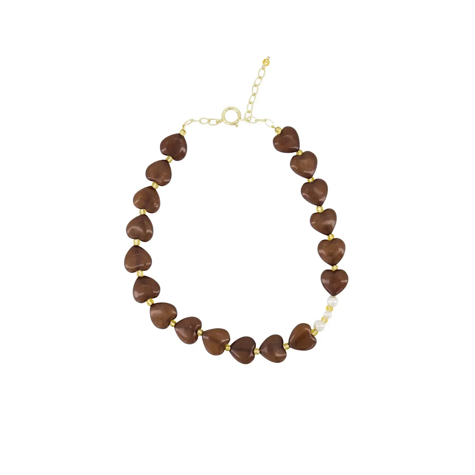 Zusss Heart necklace with pearls - Hazelnut