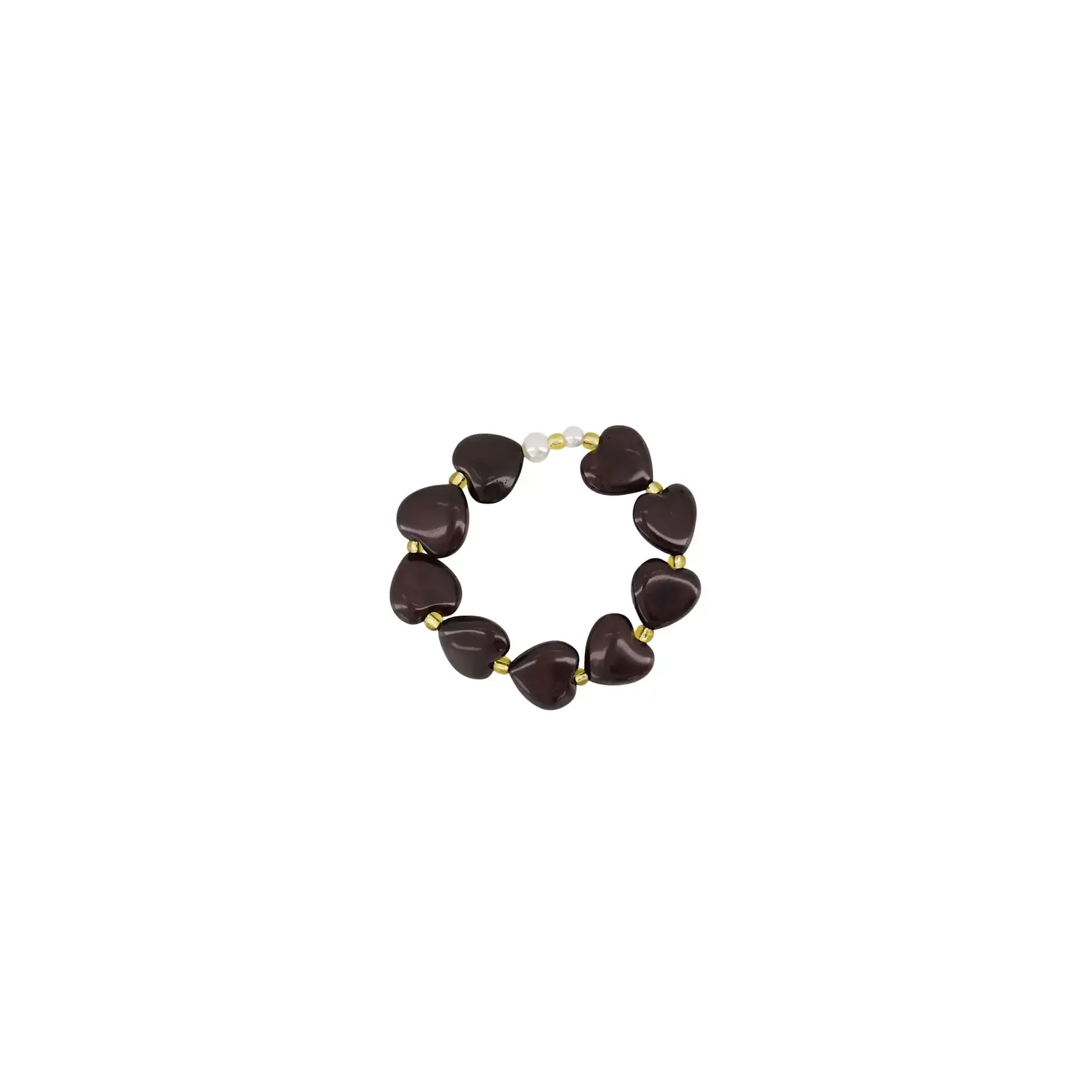 Zusss Heart bracelet with pearls - Dark Choco