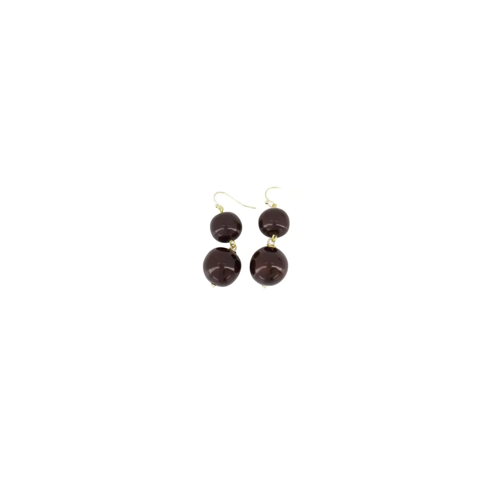 Zusss Earring with resin pearl - Dark Choco