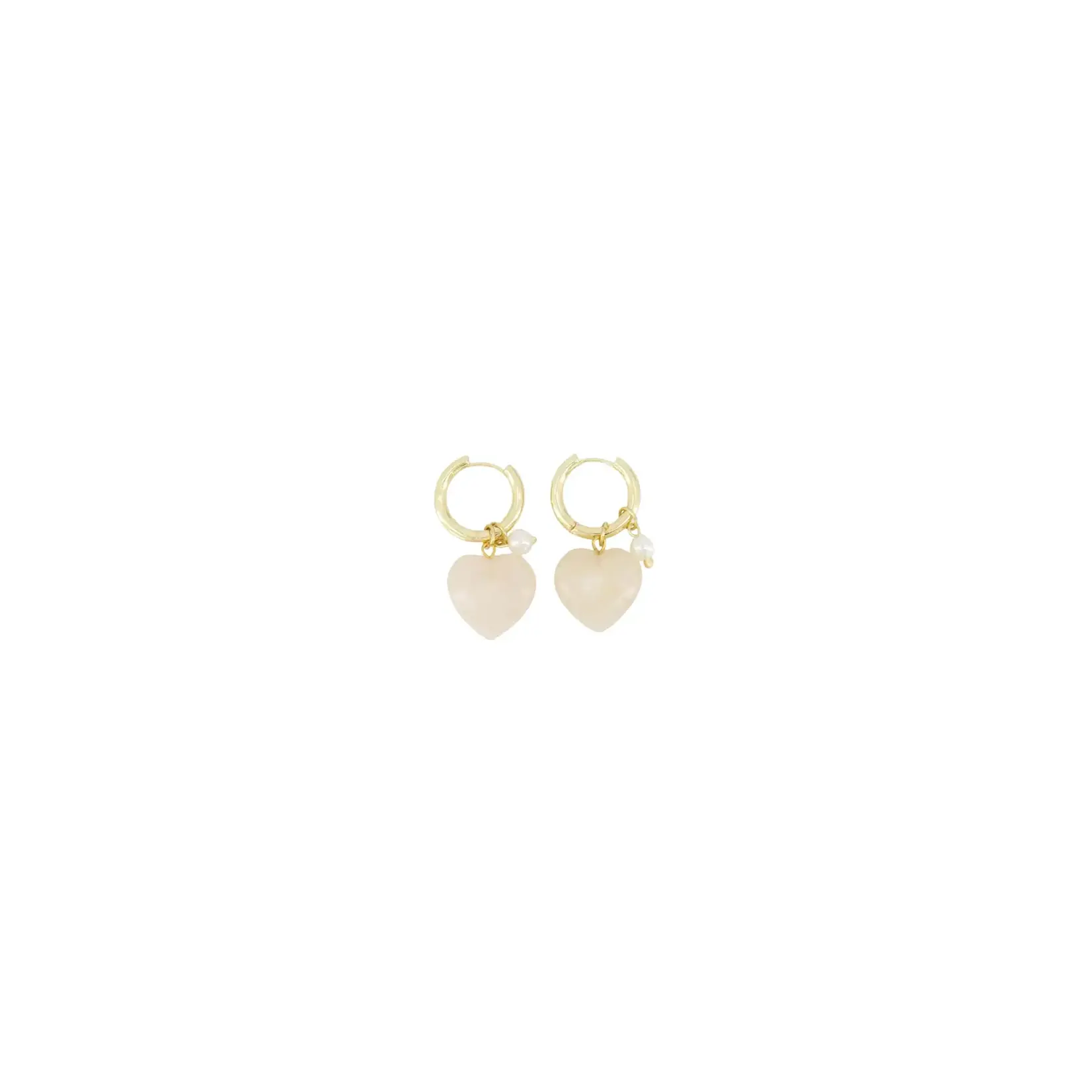 Zusss Earring with heart and pearl - Grey Oyster