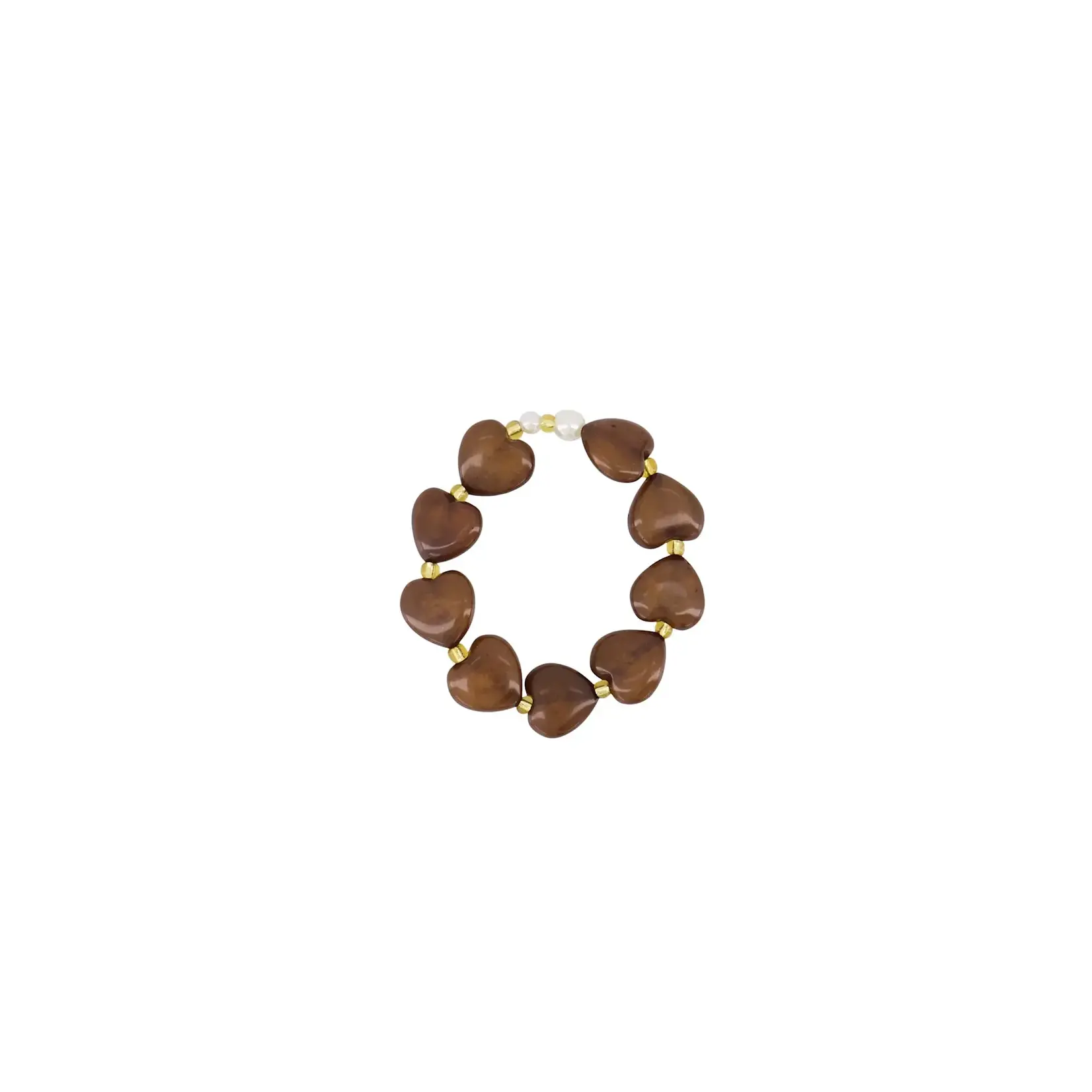 Zusss Heart bracelet with pearls - Hazelnut