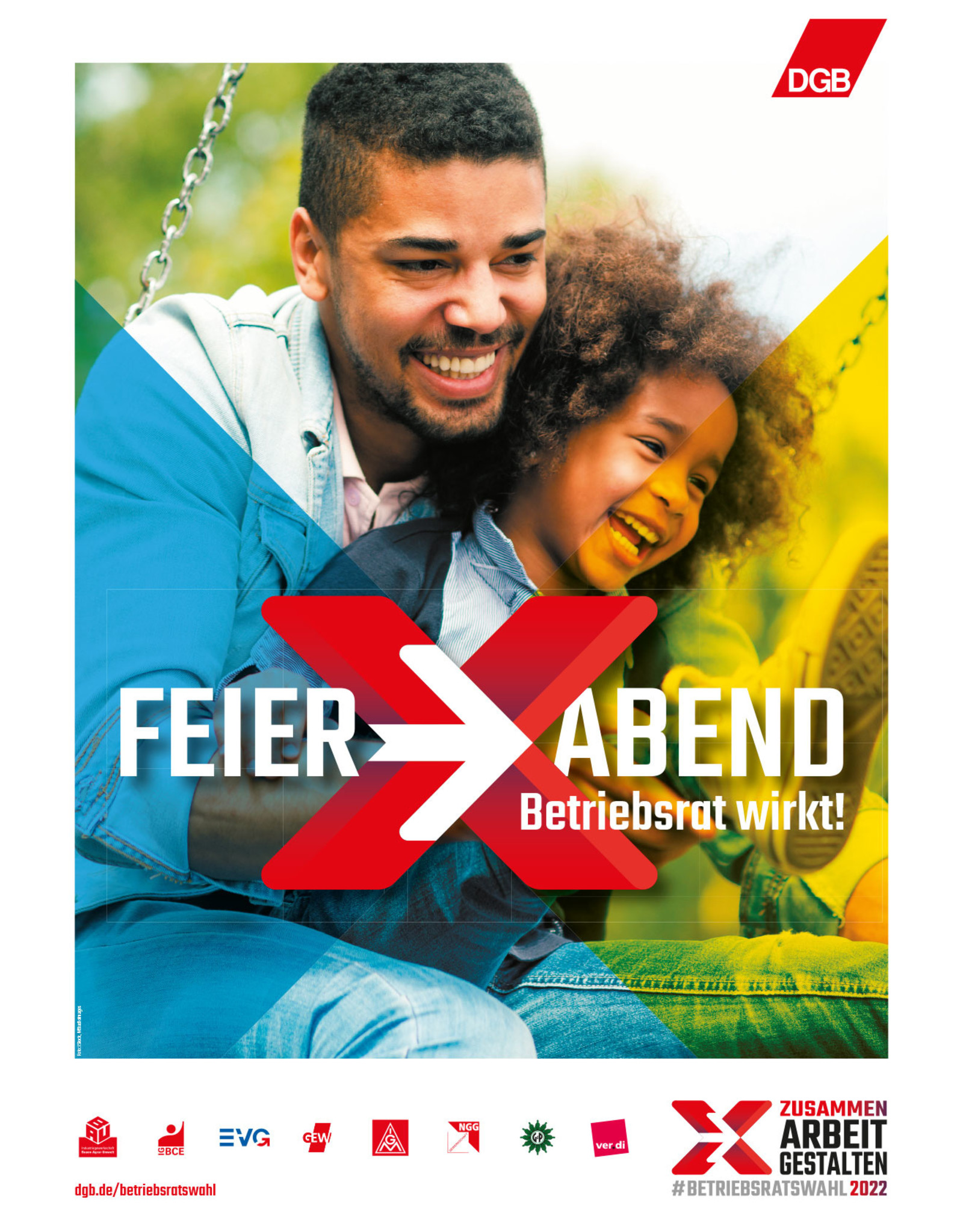 Plakat: "Feier-Abend. Betriebsrat wirkt!"